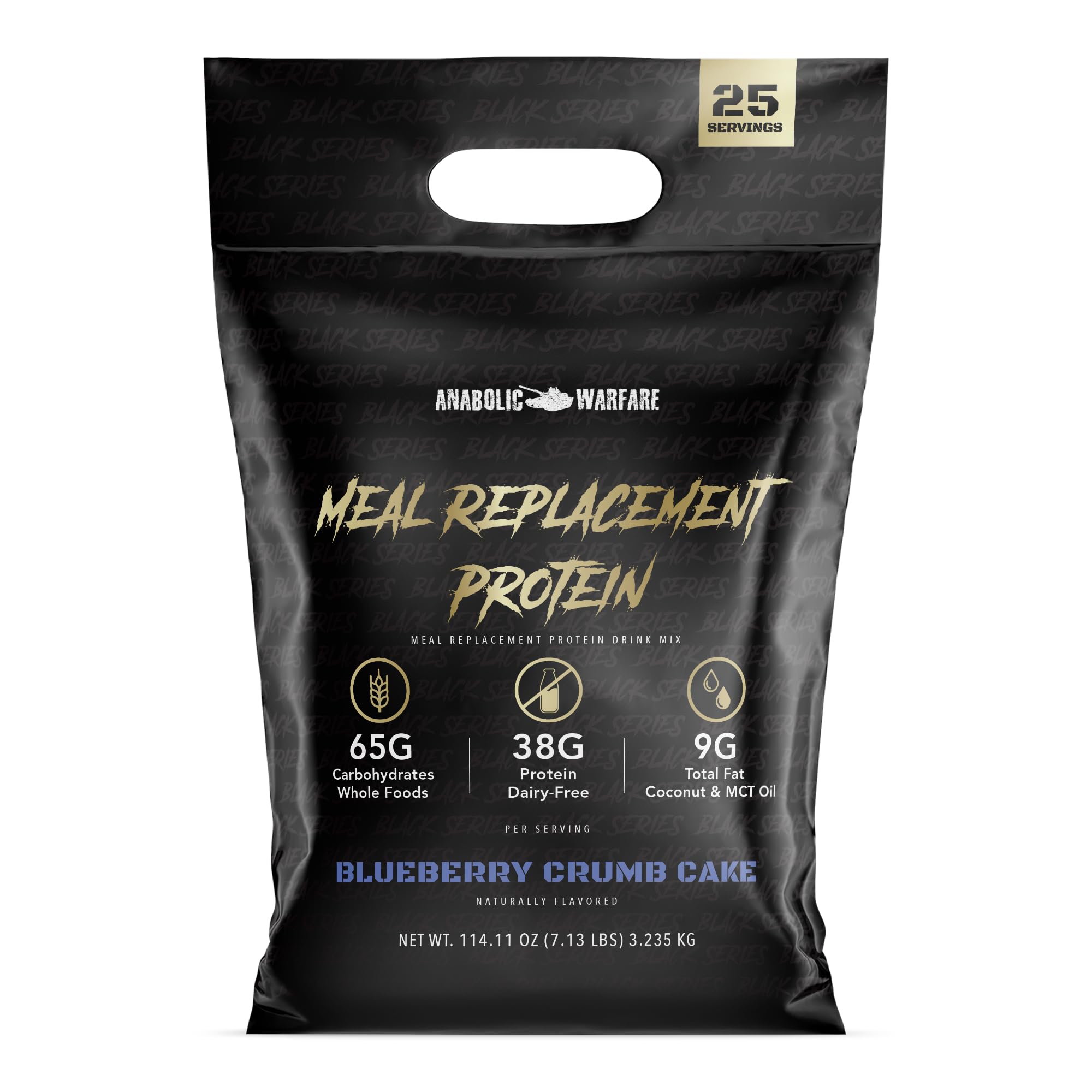 Anabolic Warfare Meal Replacement Protein Whole Food Meal Replacement Protein Shake, Blueberry Crumb Cake, 25 Servings