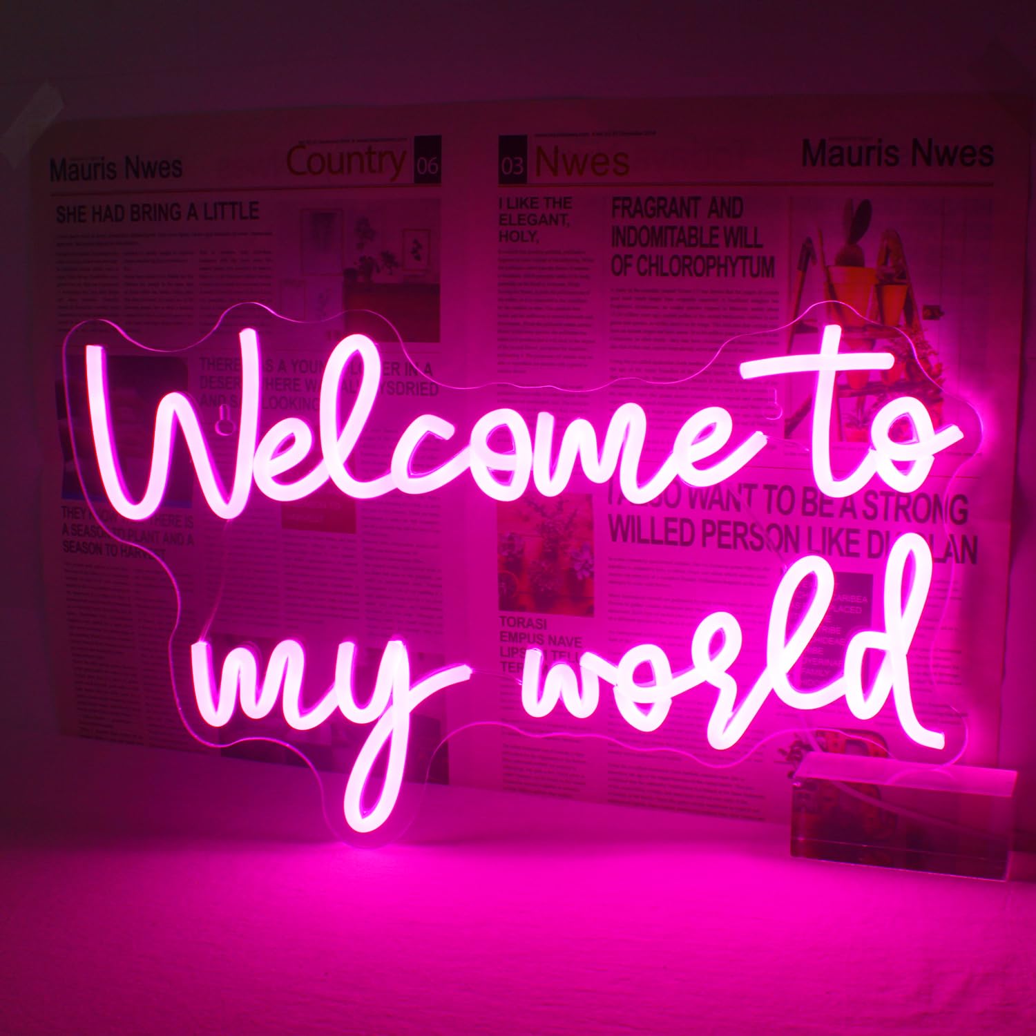 Welcome To My World Neon Led Sign, Letter Neon Signs for Wall Decor, Pink Neon Lights Signs with USB Powered for Bedroom, Wall Hanging Decor, Livingroom