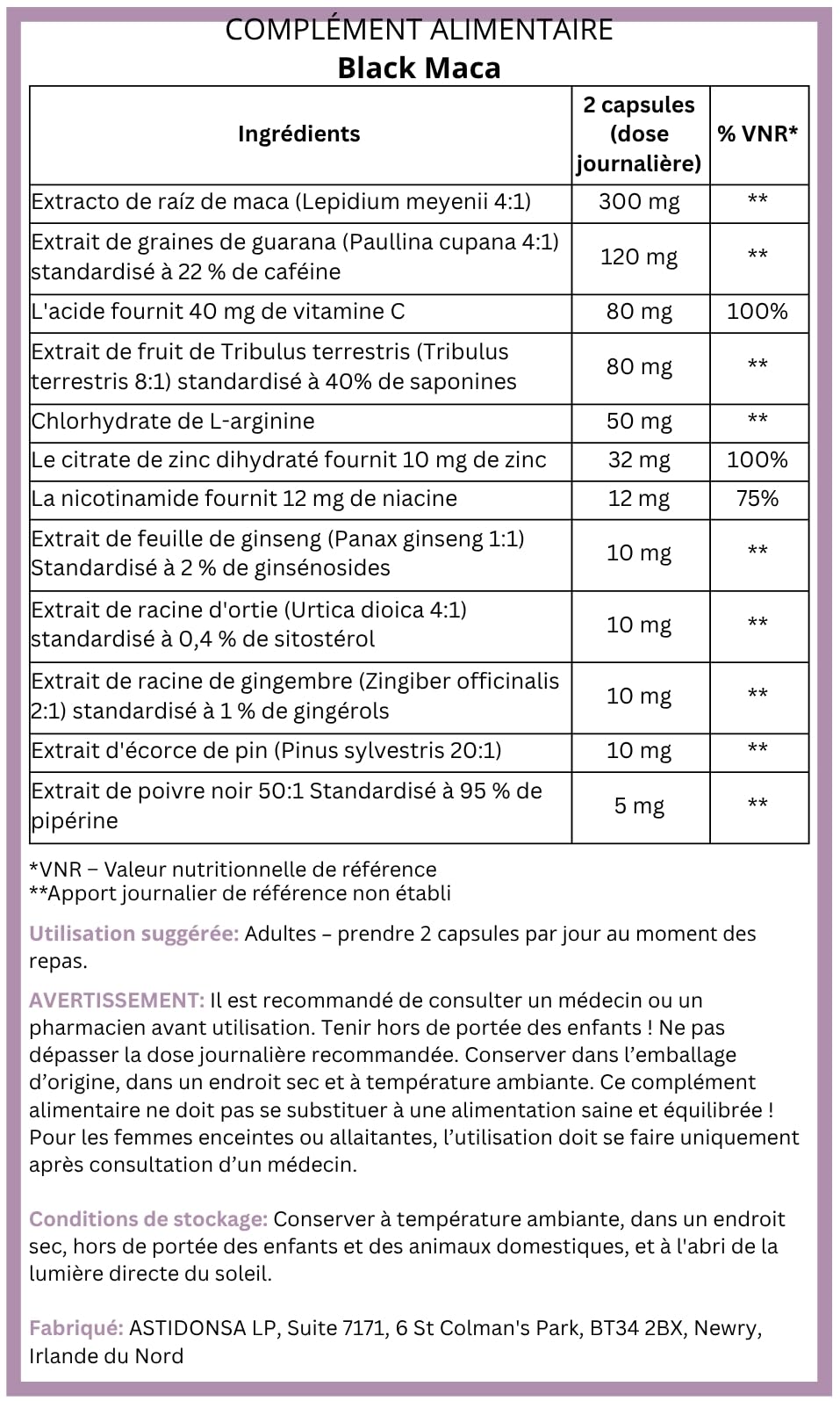 BLACKMACA PREMIUM Maca Peruana Negra + Tribulus Terrestris + Arginina + Zinc, Maca Negra | 30 Cápsulas