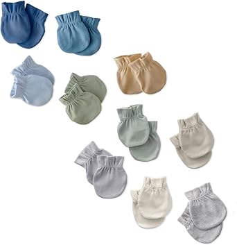 Morgan 10-Pack Mitts 100% Cotton No Scratch Mitten Gloves | GOTS Certified Organic Cotton for Baby, Toddler Girls, Boys, Unisex, Machine Washable, Made to Match Colors