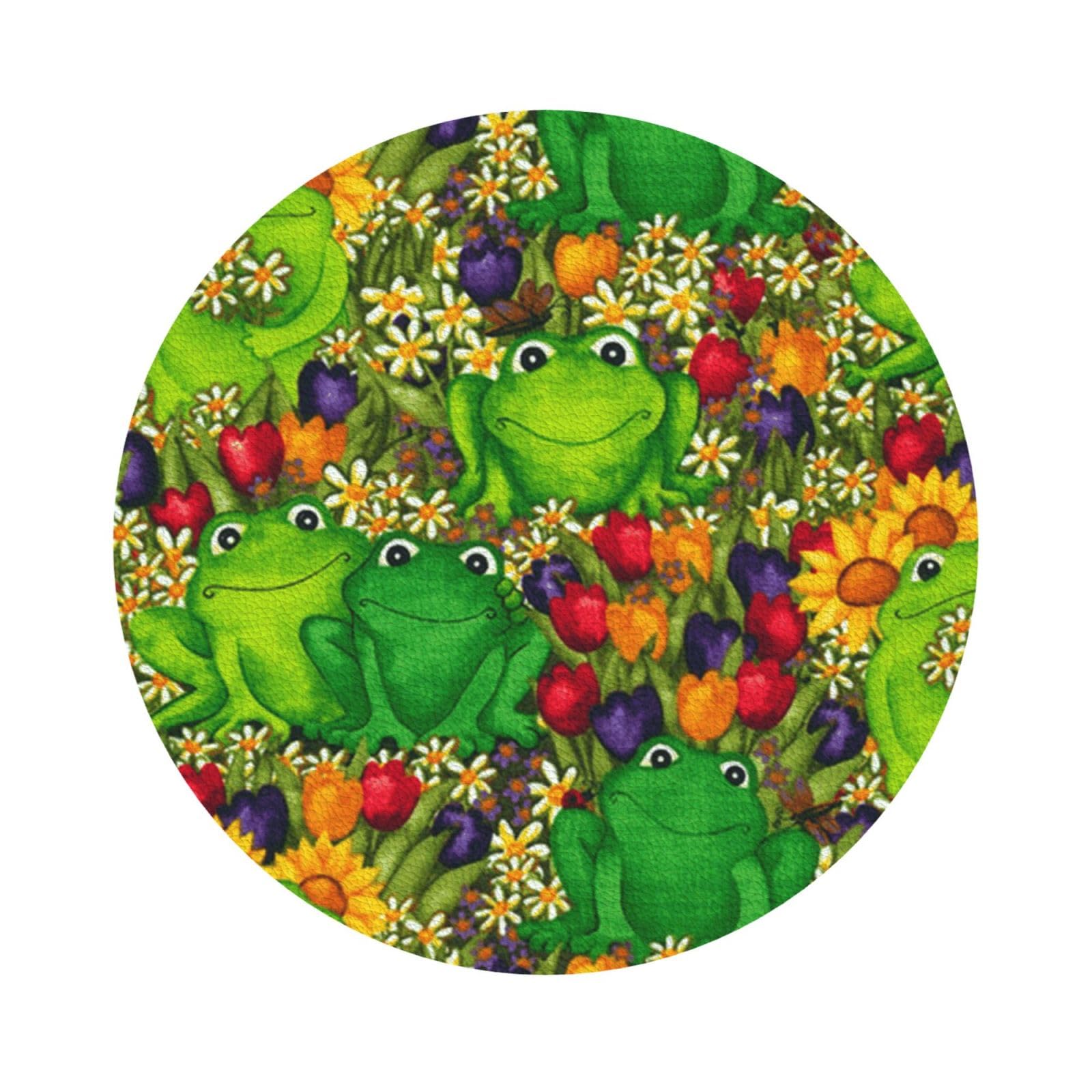 frog PU Leather Coasters Set of 6 Round Drink Coasters
