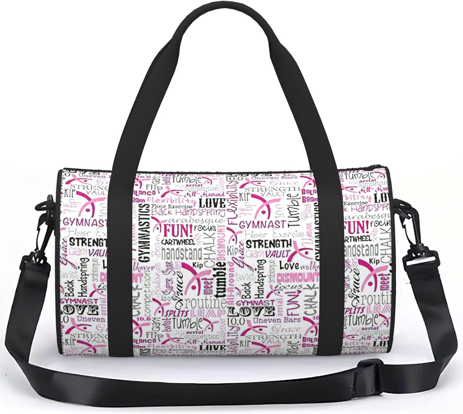 Gymnastics Pink Print Sports Tote Bag Lightweight Water-Resistant Gym Backpack Travel Supplies