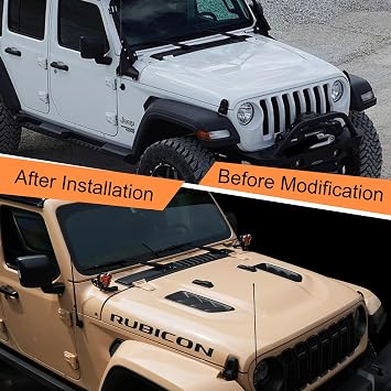 Vented Steel Hood Replacement Compatible with Jeep Wrangler JL JLU 20182024 & Gladiator JT 20202024,10th Anniversary Style Heat Dispersion Hoods(Excludes Mojave & 392)