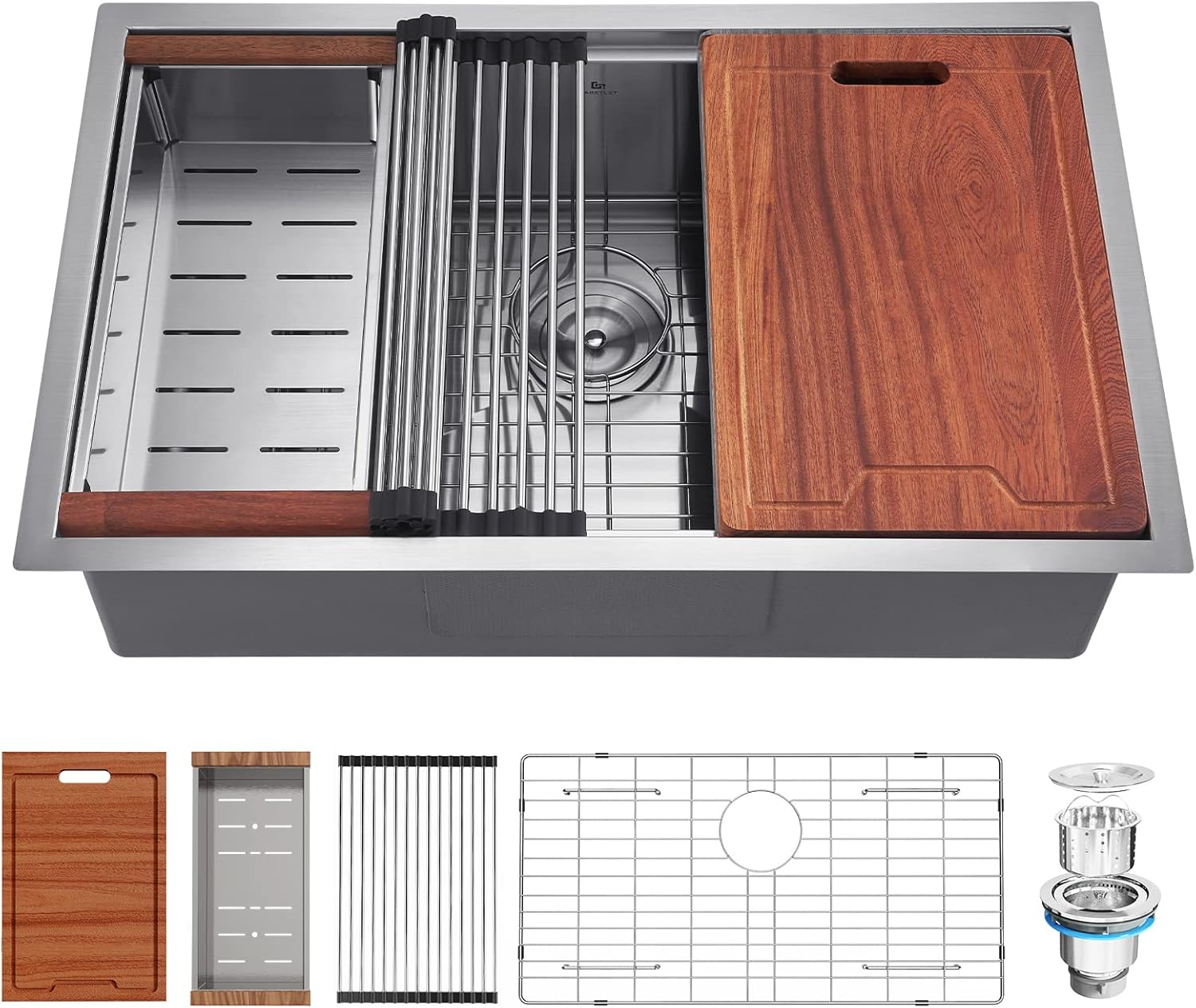 GABETLET Kitchen Sink, 27 Inch Undermount Kitchen Sink, Deep Single