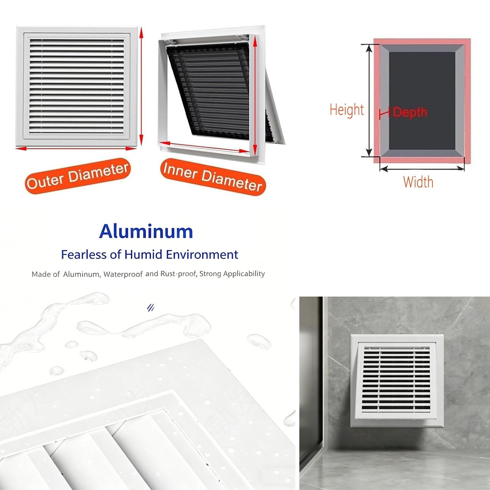 Kratka wentylacyjna ze stopu aluminium, antykorozyjny dyfuzor powrotny powietrza, stylowy sufitowy uchwyt ścienny HVAC osłona do dekoracji wnętrz (beżowy, otwór kanału 35 x 56 cm)
