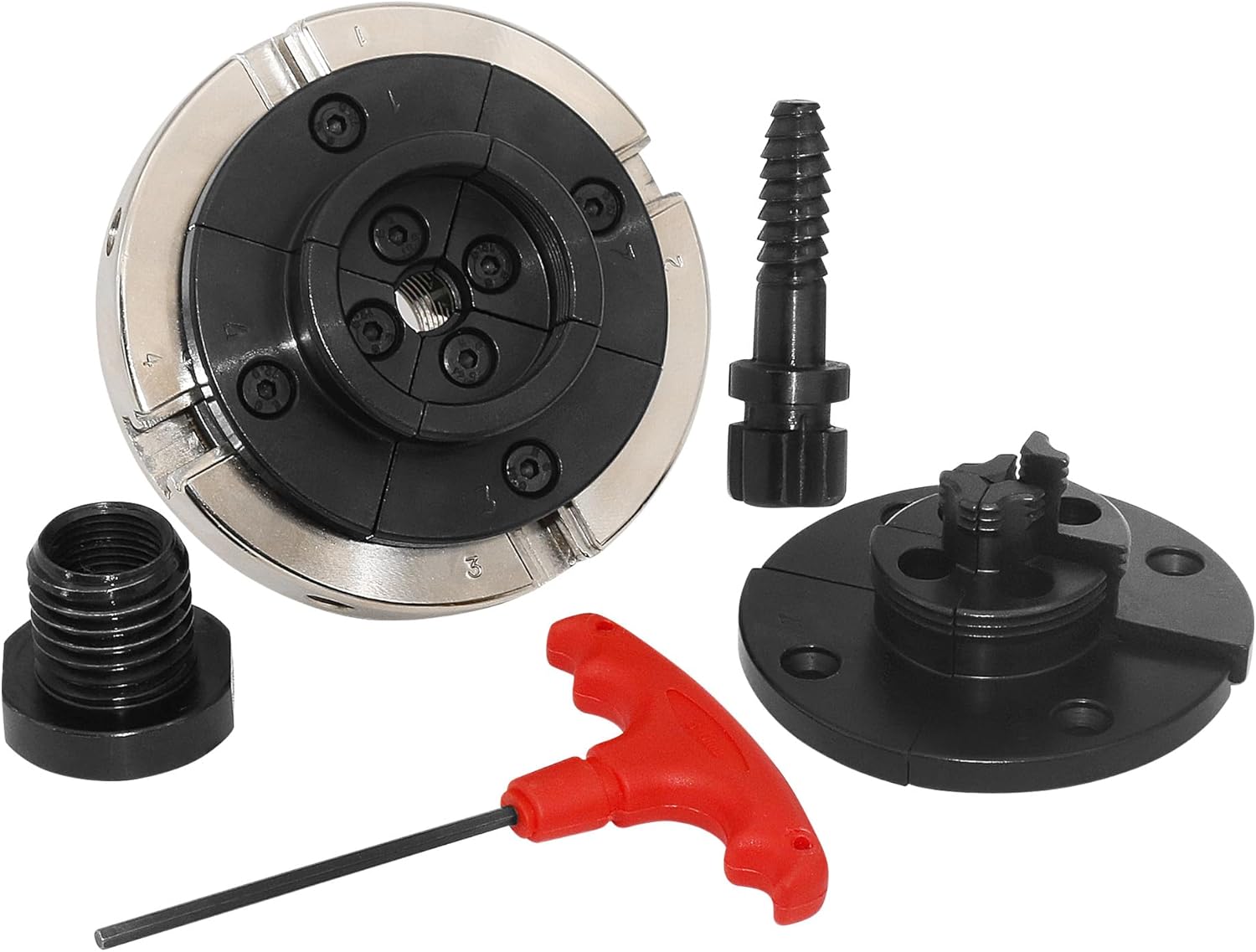 Wood Lathe Chuck 4-Inch 4-Jaw,Lathe Chucks for Woodturning M33 X 3.5 Lathe Spindle,4 Jaw Chuck for Wood Lathe with 1" X 8 TPI Adapter