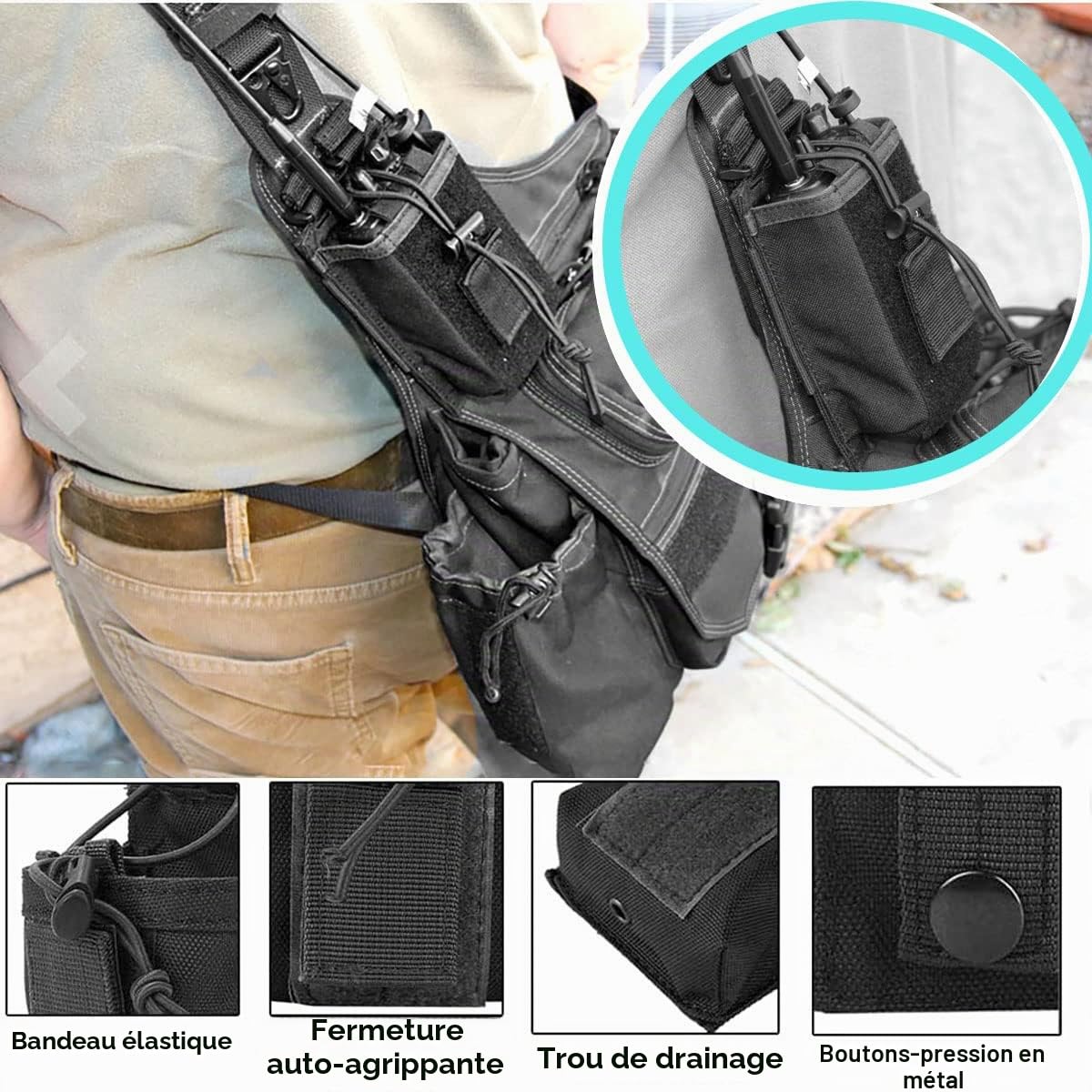 Molle Étui de Radio Tactique Porte Radio Housse, Sac pour Talkie-walkie, Support Radio Molle, Multifonctionnelle Talkie Walkie Pochette réglable pour Gilet, Support pour Talkie-walkie