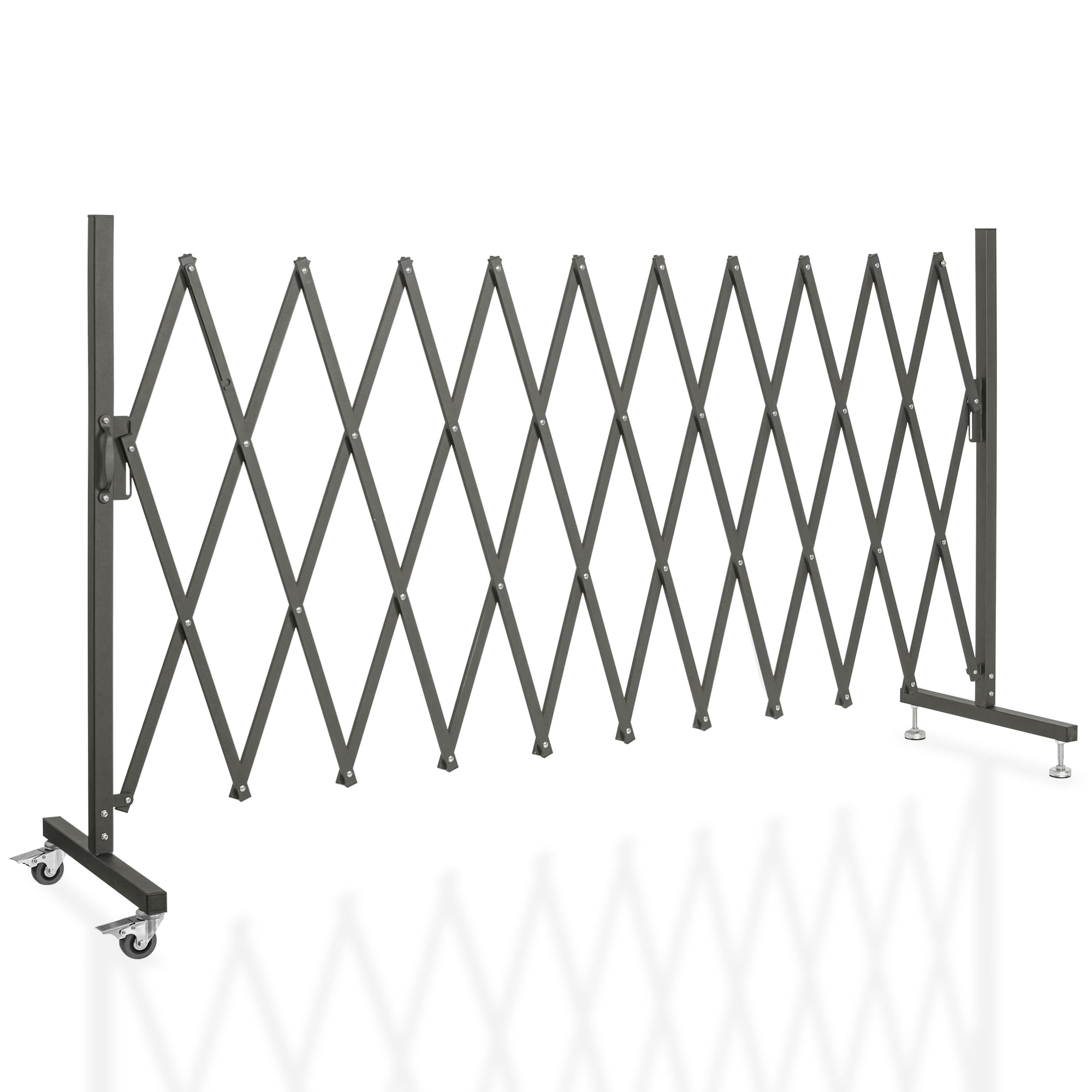 OUUTMEE Scherengitter ausziehbar outdoor Zaunrollen mit maximaler Breite 332cm x Höhe 103 cm, Teleskop-Tor, Baustelle/Bahnhof/Schule/Garage, Zauntor (leicht, kompakt) Schwarz