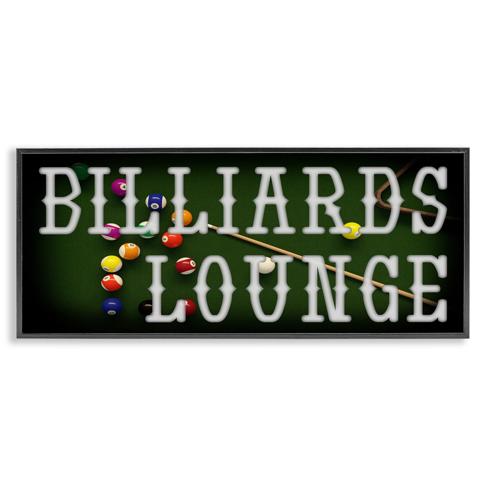 Stupell Industries Midnight Black (Textured) 'Billiards Lounge Recreation', Framed Giclee Art, Black, 24 X 10 Inches, Easy To Hang And Sturdy, Made In Usa, By Marcus Prime