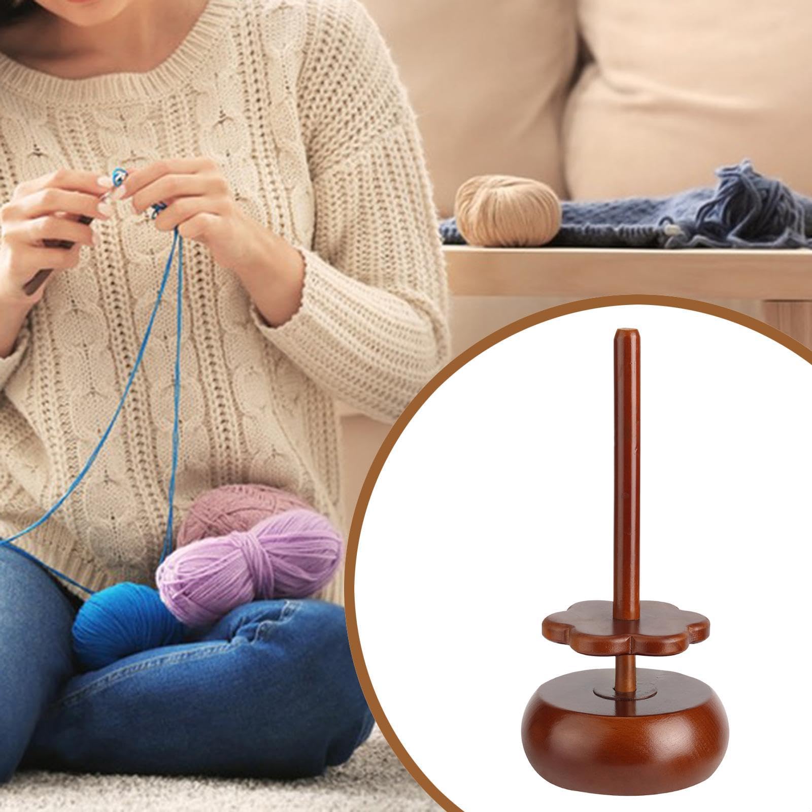 Garnhalter Spindelspender Garnspinner für Häkeln und Stricken Aufbewahrungsbox mit Deckel- Braune Farbe