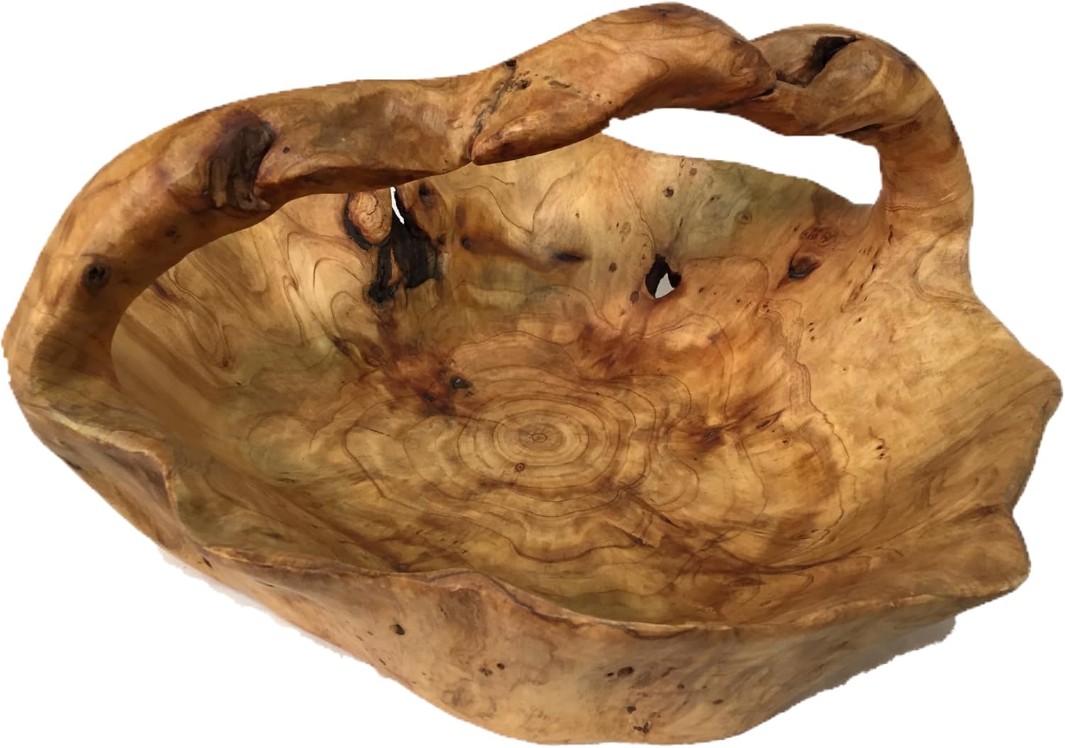 Live Edge Wood Basket with Handle (Extra Large 16-17")