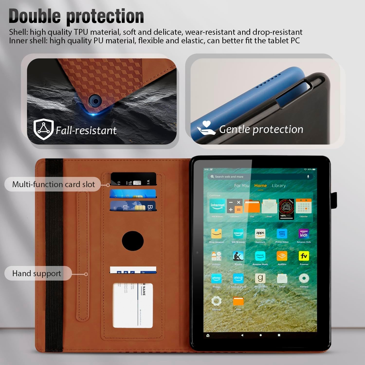 Case for FM 11 (13th Gen, 2023), Multi-Angle Stand with Flexible Fixation Auto Wake/Sleep, TPU Material (Brown)