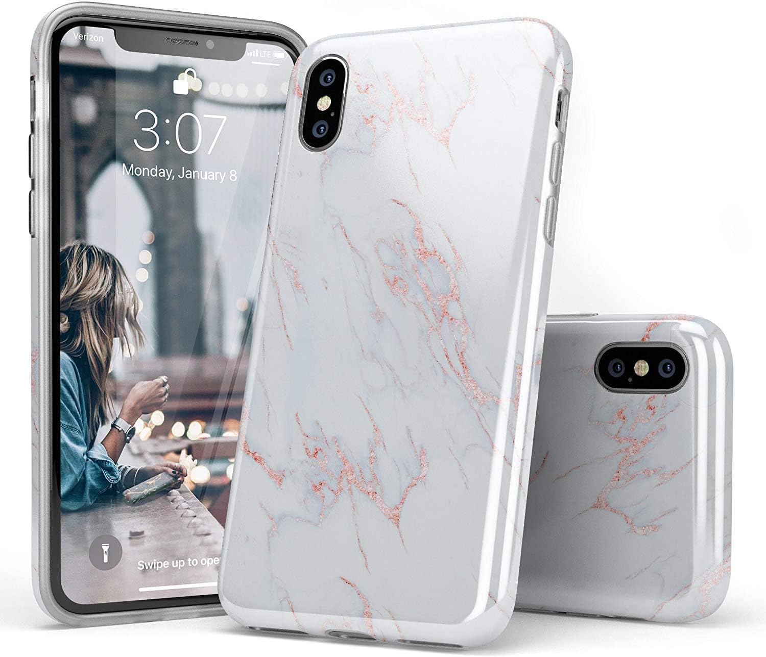 Casely iPhone X/XS Case | Subtle Blush | White and Pink Marble | Classic Ultra Slim Design