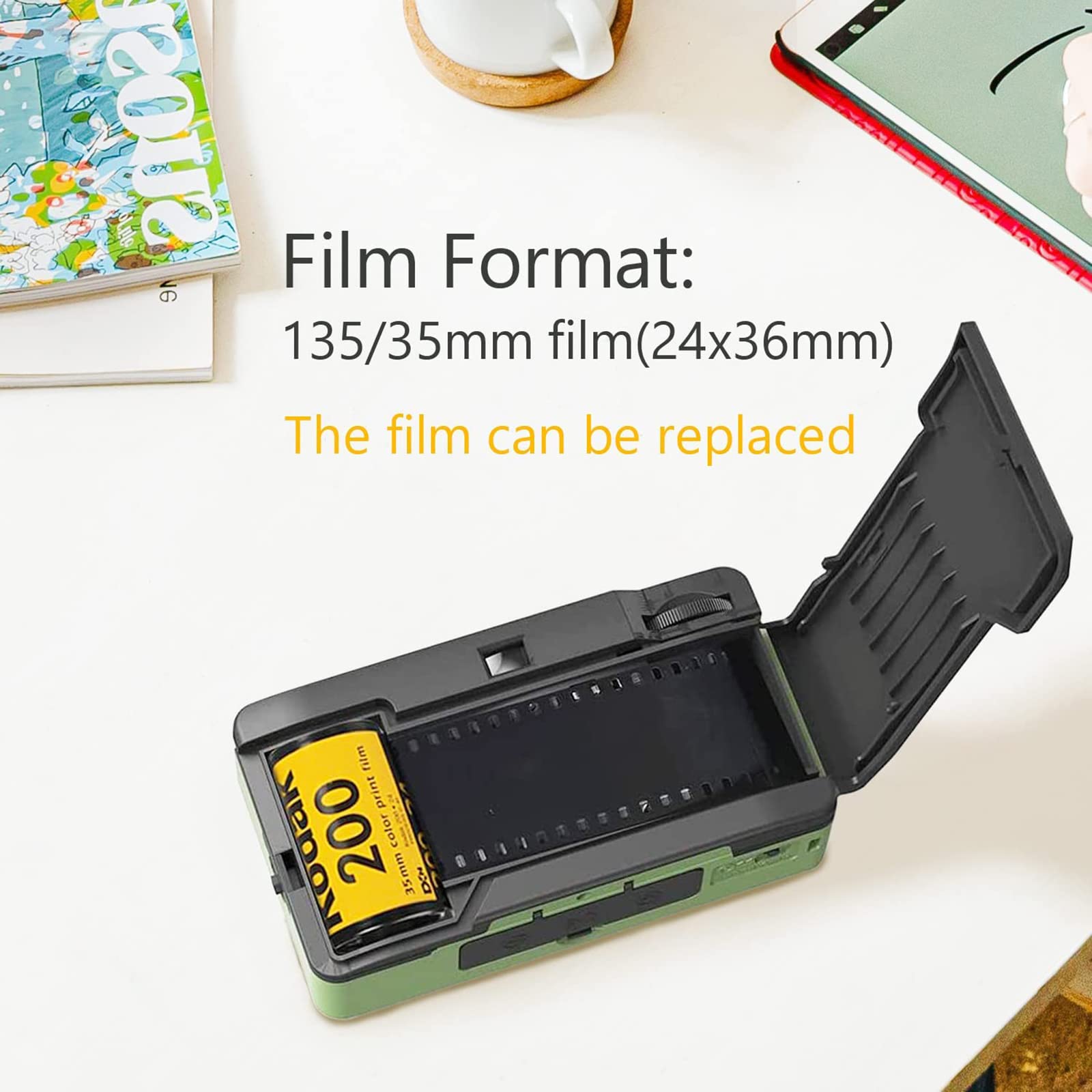 Appareil Photo Vintage argentique pour Les étudiants, Les Enfants, Les Adultes - ce Paquet ne Contient Pas de Film ni de Piles,Vert