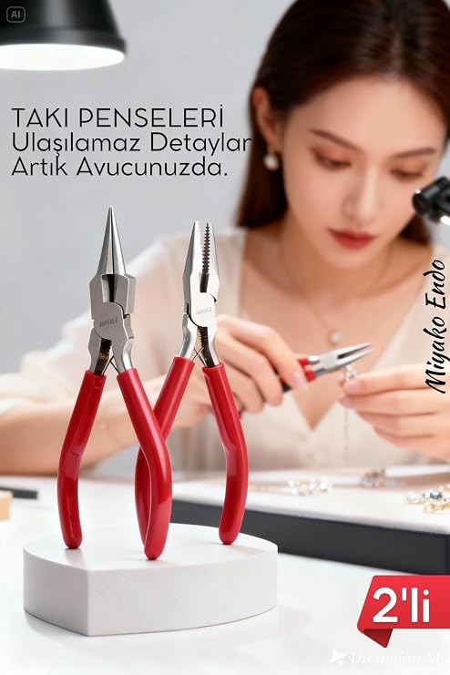 Transformacion Profesyonel 2'Li Takı Pense Seti 12 Cm Takı Yapımı İçin Mini Pense Seti 722505