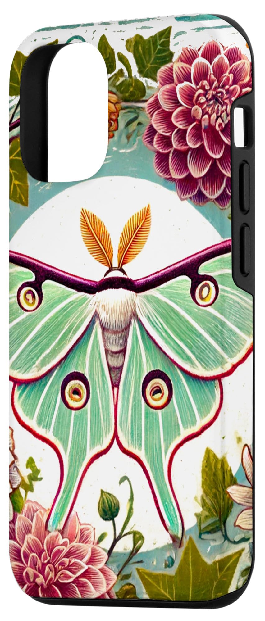 iPhone 15 Luna Moth Floral Illustration Moths Case - Image 2