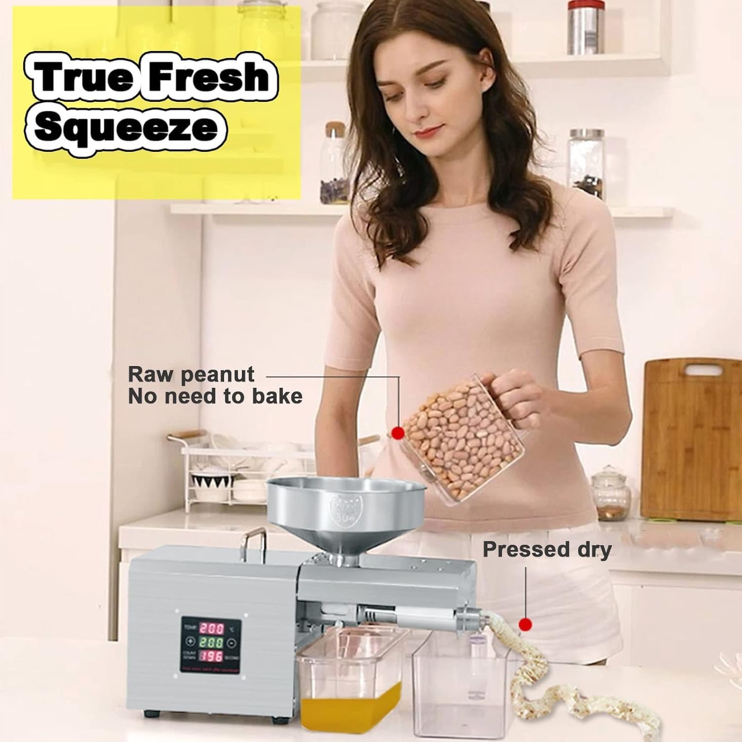 RAYACO Automatic Oil Press Machine Stainless Steel Presser Intelligent Control Hot/Cold Oil Press with Touch Screen Controller, for Nuts Walnut Linseed Olive Kernel Almond Rapeseed Sesame, kk666