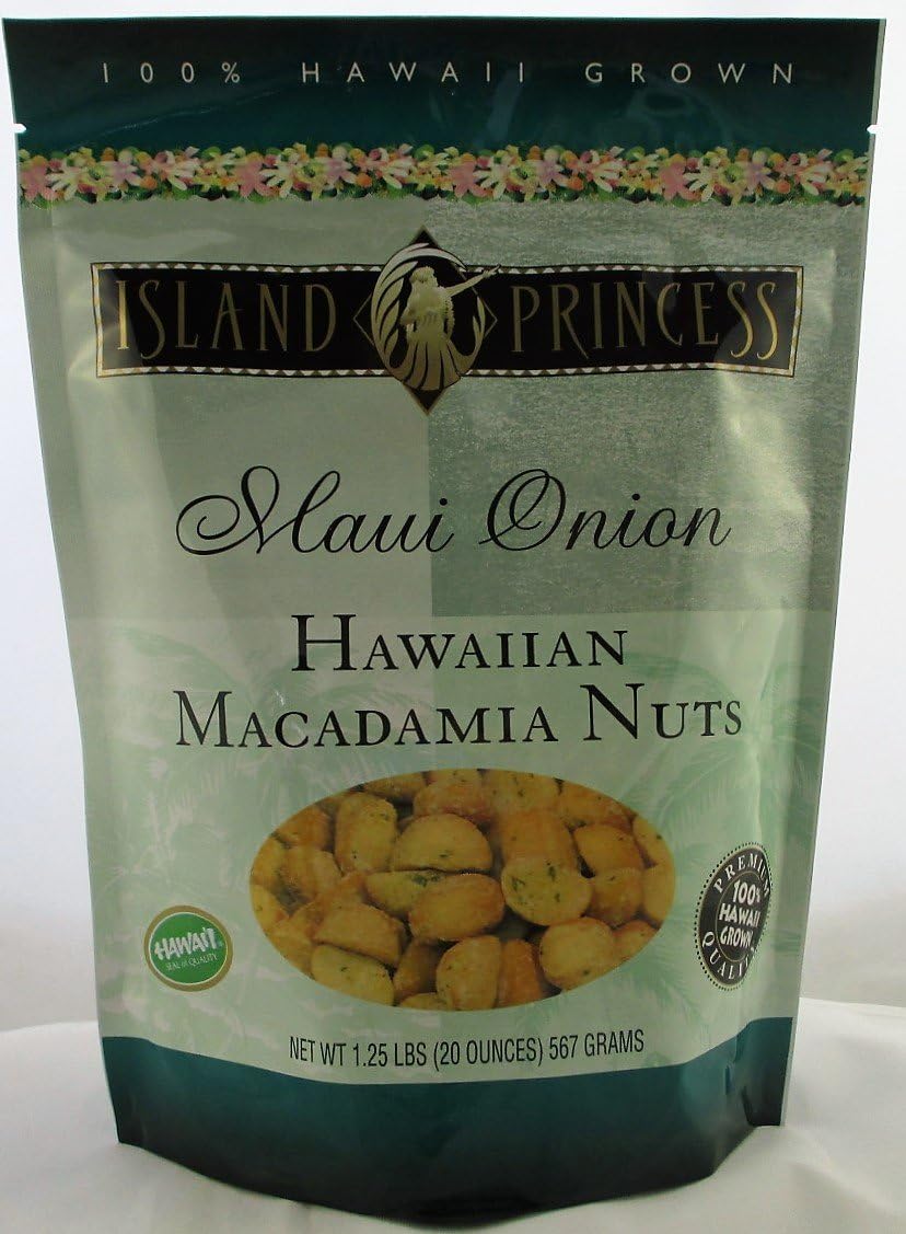 Hawaiian Macadamia Nuts, Premium Quality (1.25 lbs., 567 g) ReSealable Bag (Maui Onion)