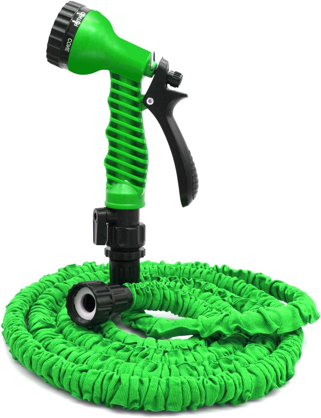 Garden Hose, Gedgetmann Expandable Lawn Water Hose with Free 7-way Spray Nozzle Flexible Hose (25 Ft, Green)