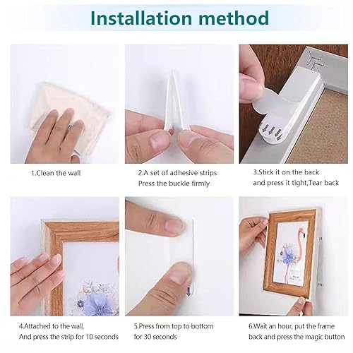 Miniatura 5 de Tiras para colgar cuadros, resistentes, 24 pares (48 tiras) para colgar cuadros, uso para colgar marcos de fotos y ganchos de Navidad para colgar