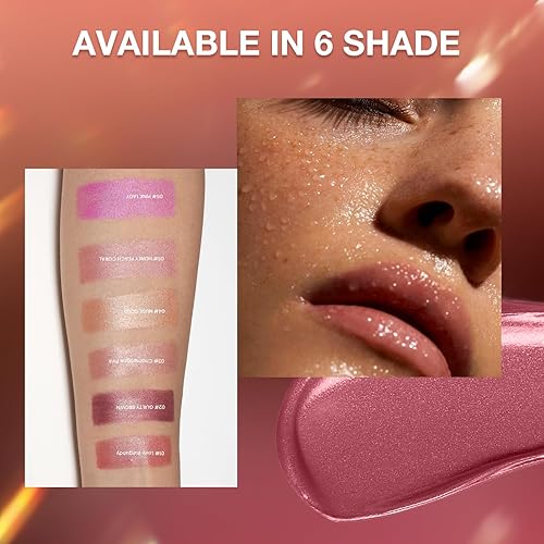 Miniatura 6 de BEAUTY SEARCHER - Lápiz labial, acabado metálico, bálsamo labial brillante hidratante, terciopelo nude, rojo, hidratación de larga duración,