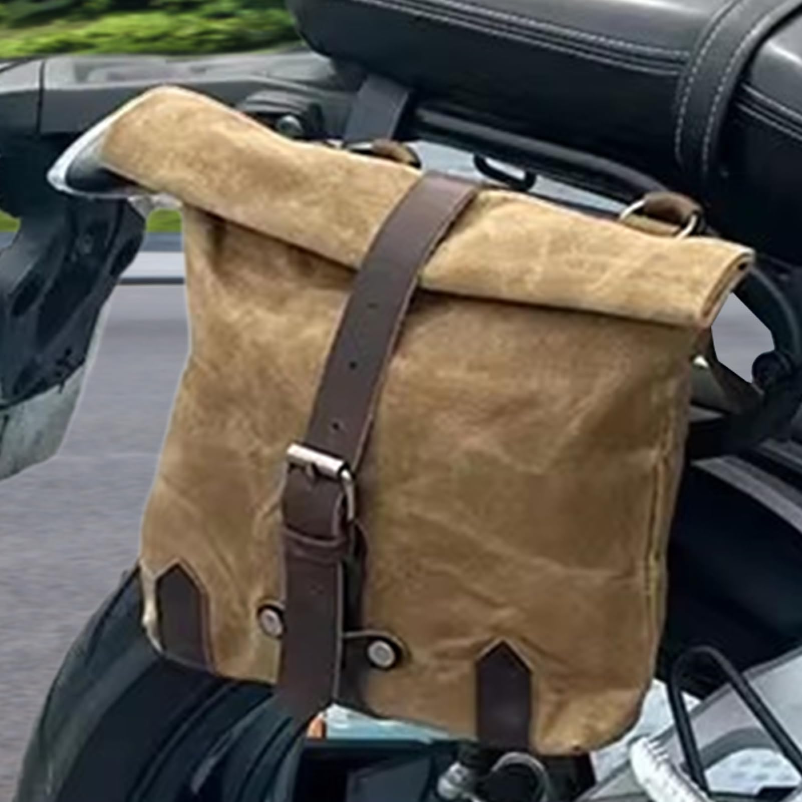 Borsa Moto - Stoccaggio manubrio in pelle PU Classica, sospettabile per il trasporto resistente alle intemperie | Organizzatore da viaggio compatto per la bici da strada Adventure Tourring CR