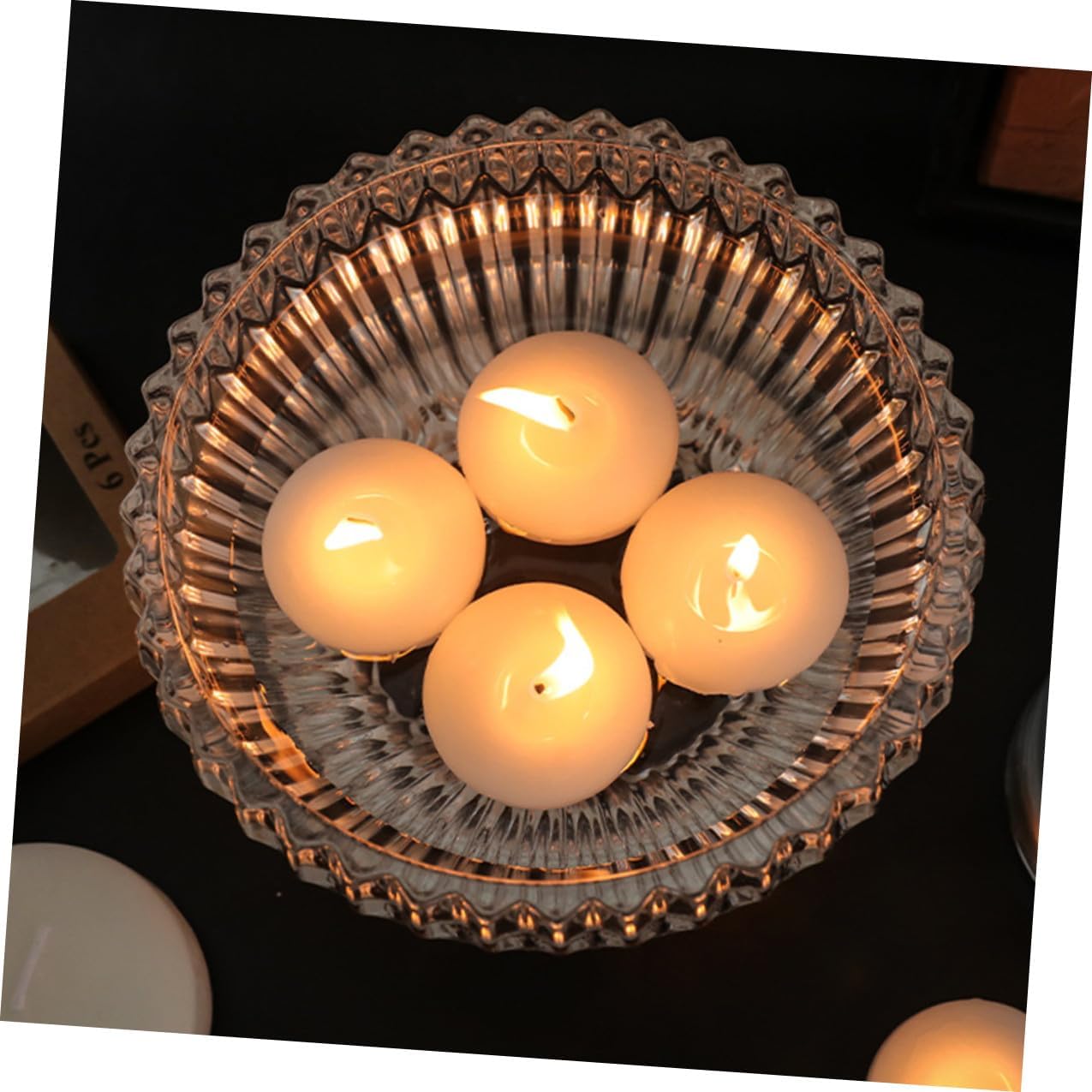 Toyvian 6pcs Unscented Small Round Floating Tea Candles 4.5x2.5cm Compact Decorative Candles for Wedding Birthday Party Pool Home Décor