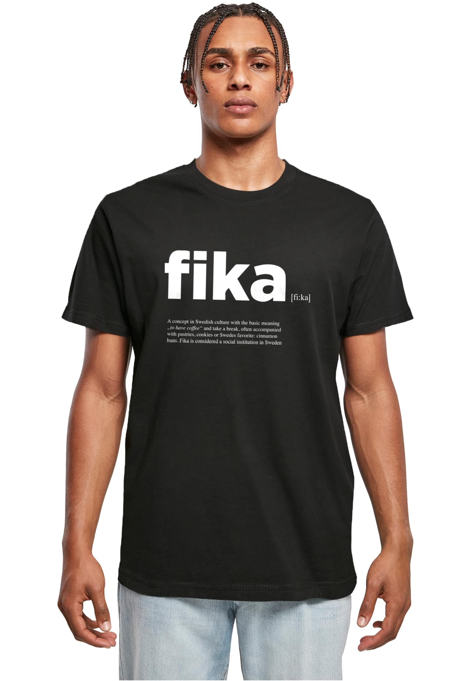 Mister Tee Men's Black Mt1258-Fika Definition T-Shirt Round Neck, S