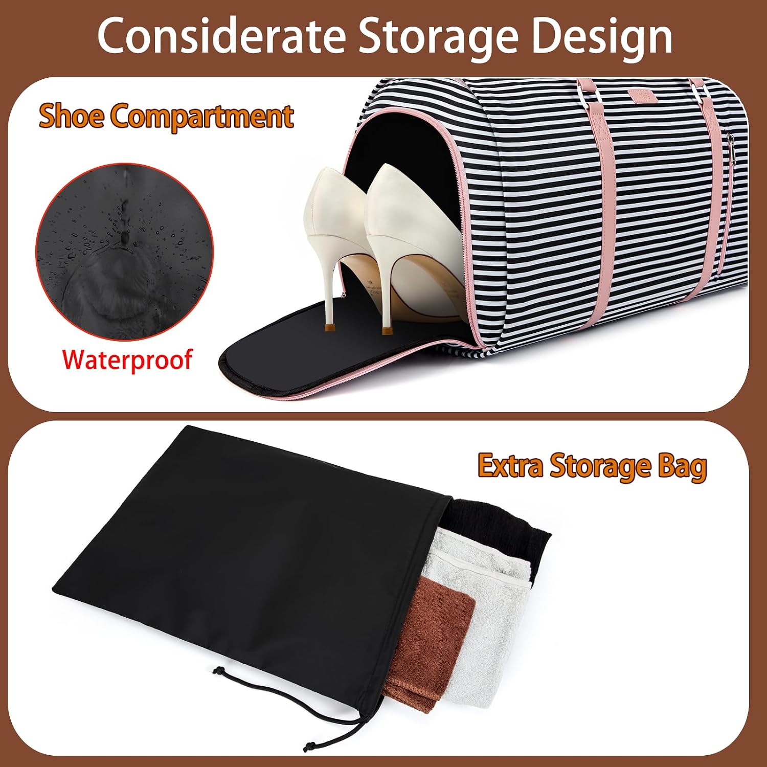 Convertible 2-in-1 Garment Bags for Travel with Waterproof Shoe Compartment image 2