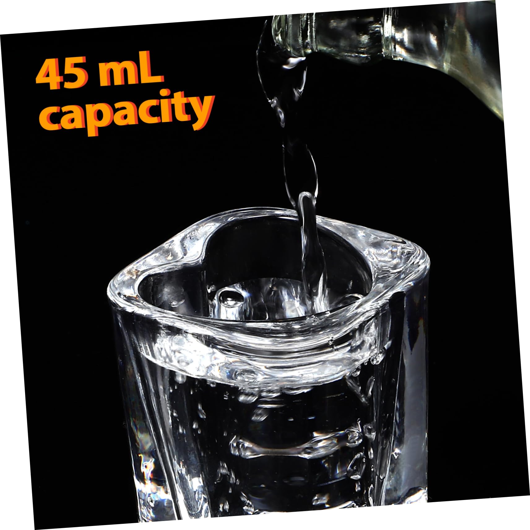 Lot de 6 Verres à Shot en Verre de Cœur Base Carrée Stable de 45 Ml, pour Noël et Réunions Entre Amis