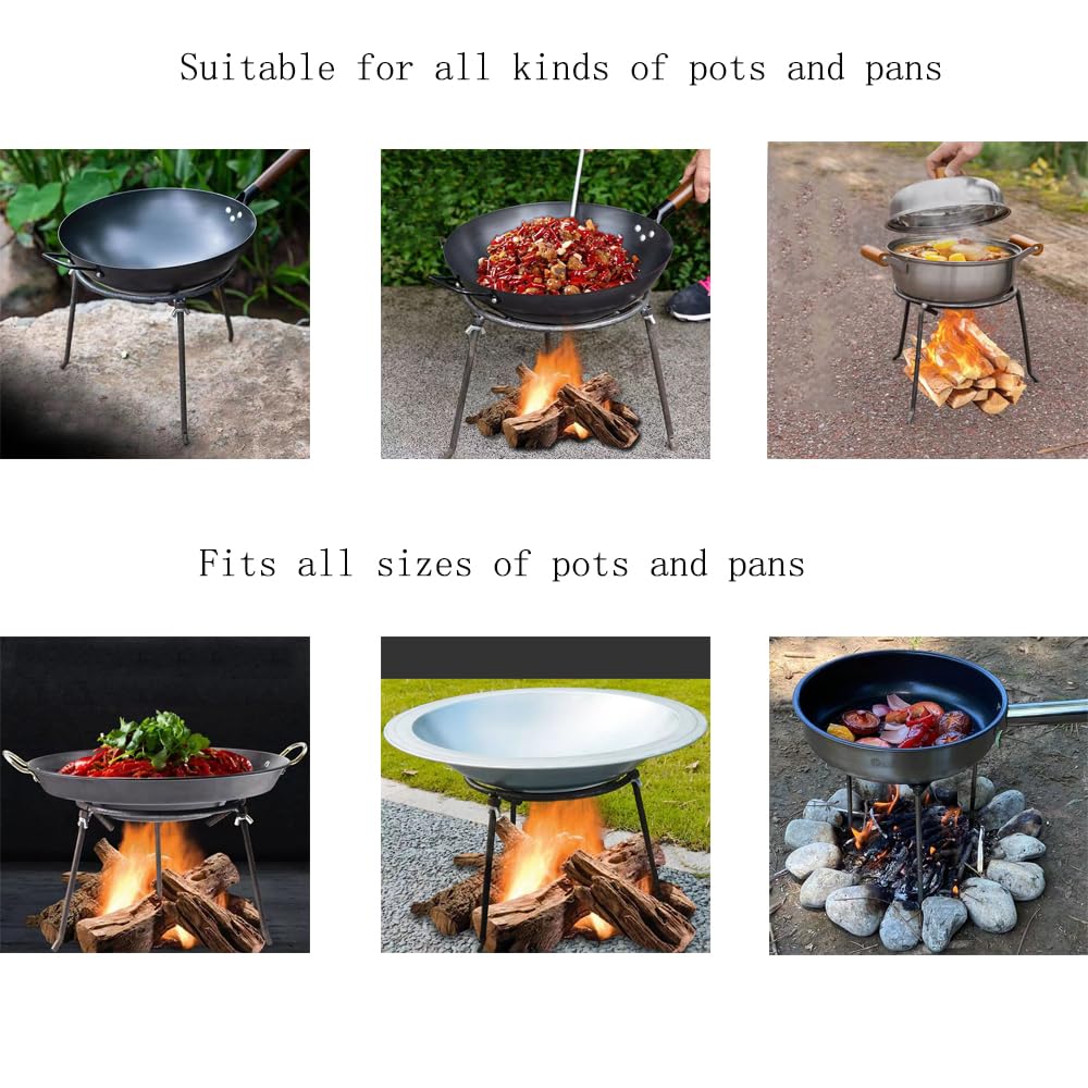HAORIZISHOP Campfire Tripod,Camping Pans Open Fire Tripod Campfire Camping Backyards Patios Pot Stand Camping Tripod for Cooking