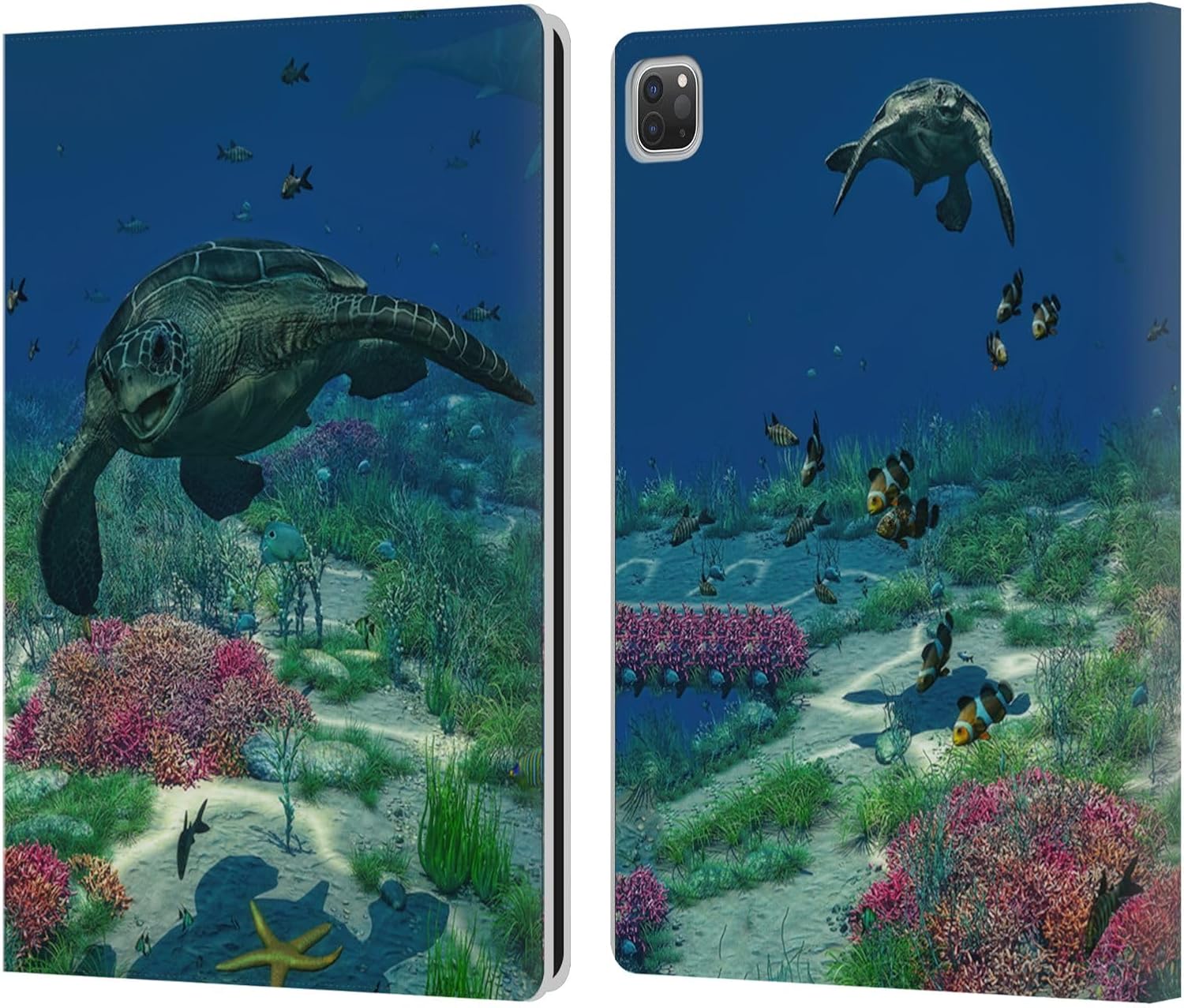 Head Case Designs Officially Licensed Simone Gatterwe Killer Whales Life in Sea Leather Wallet Case Compatible with Apple iPad Air 2 (2014)