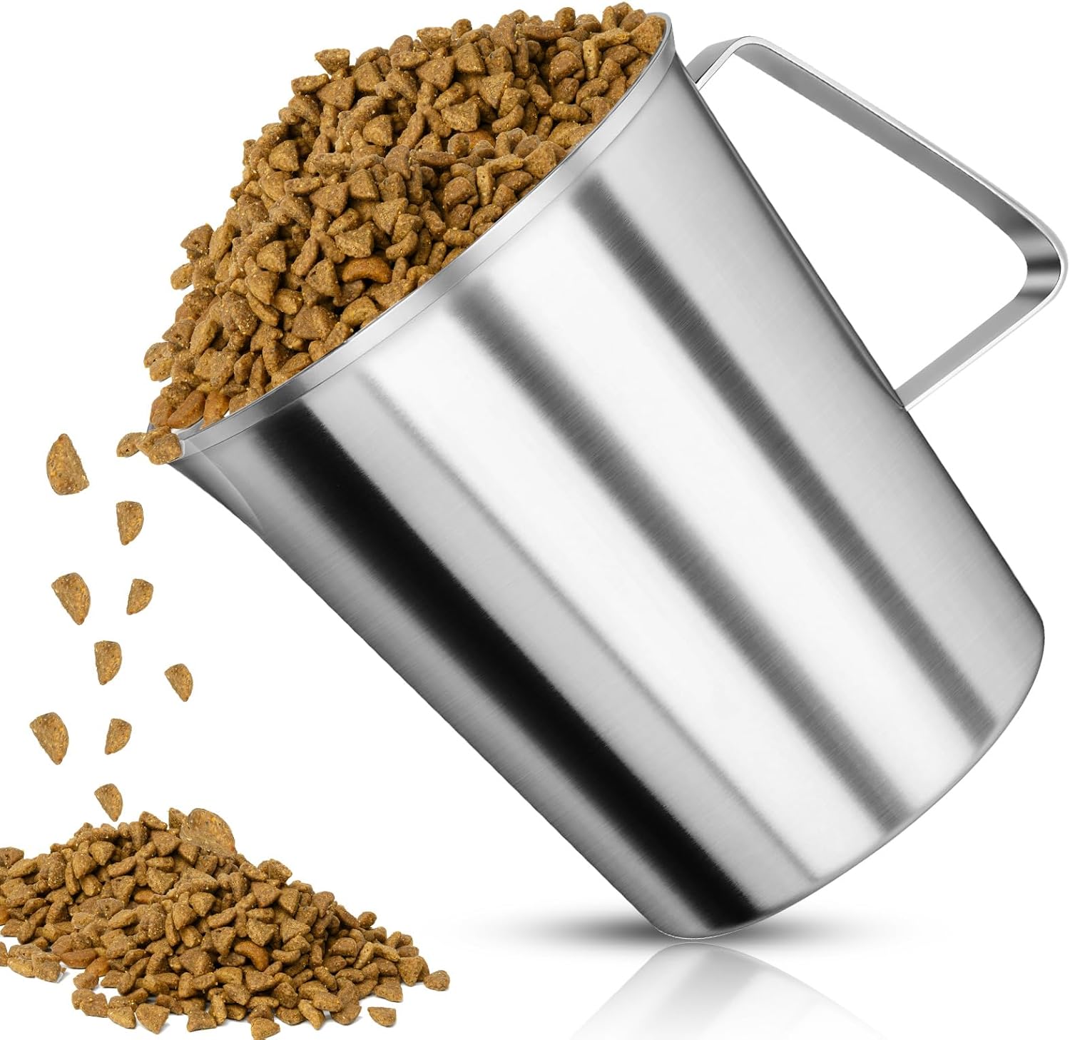 6 Cup Dog Food Scoop 304 Stainless Steel Dog Food Measuring Cups for Cat or Bird Pet Foods, Injection Molded and Dishwasher Safe (6 Cup)