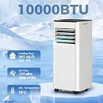 HOMCOM 10000 BTU Portable Air Conditioner, 4-in-1 AC Unit with Cool, Dehumidifier, Fan, Sleep, WiFi Voice Remote Control, 24H Timer, 2 Speeds, Window Kit, for Room up to 441 Sq. ft