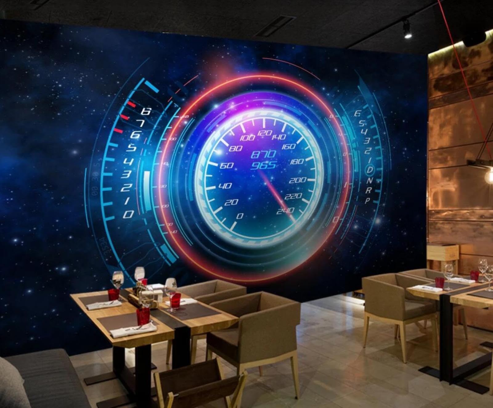 Mural Wallpaper Abstract Blue Technology 400x280cm Wallpaper 3D Wall Mural for Living Room and Bedroom -MIWEI Wallpaper-ZXY-26216