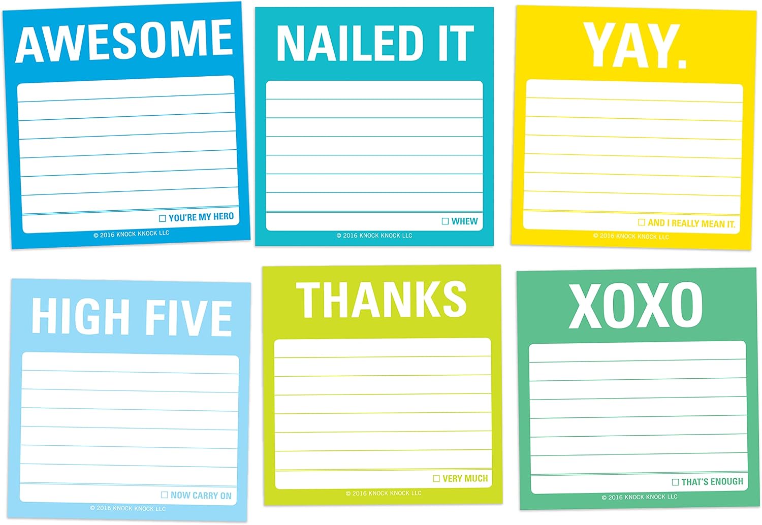 Knock Knock It's All Good Sticky Note Packet, 6 Sticky Note Pads Set, 2.75 x 2.75-Inches and 40-Sheets Each