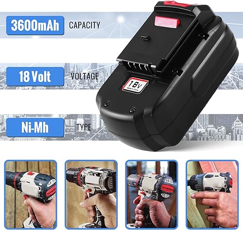 Miniatura 2 de 3600 mAh Paquete de 2 baterías de repuesto Ni-Mh de 18 voltios compatibles con cable Porter 18 V batería PC188 PCC489N PC18BLX PC18BLX PC18BLEX