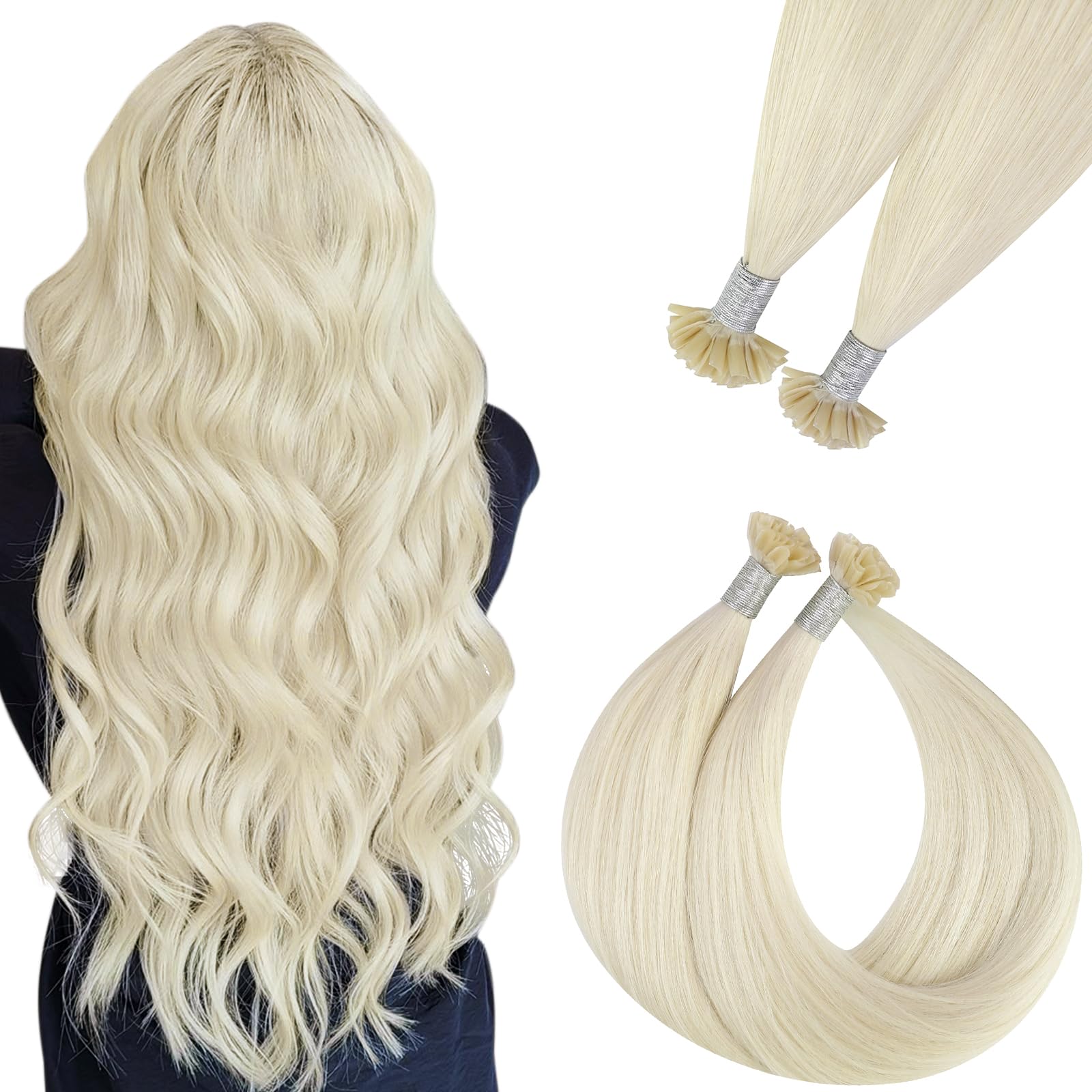 Easyouth U Tip Hair Extensions Brown Keratin Tip Hair Extensions Real Human Hair Darkest Brown Keratin Hair Extension Human Hair with Natural Texture 18Inch 50G 1G/S — view 53