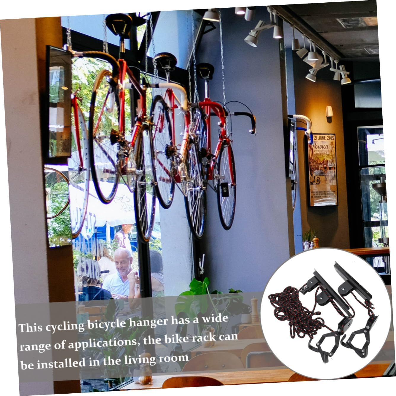 Toyvian Heavy Duty Bicycle Ceiling Storage Rack with Hoist Lift Indoor Bike Hanger for Road and Mountain Bikes for Space-saving Organization Random Color