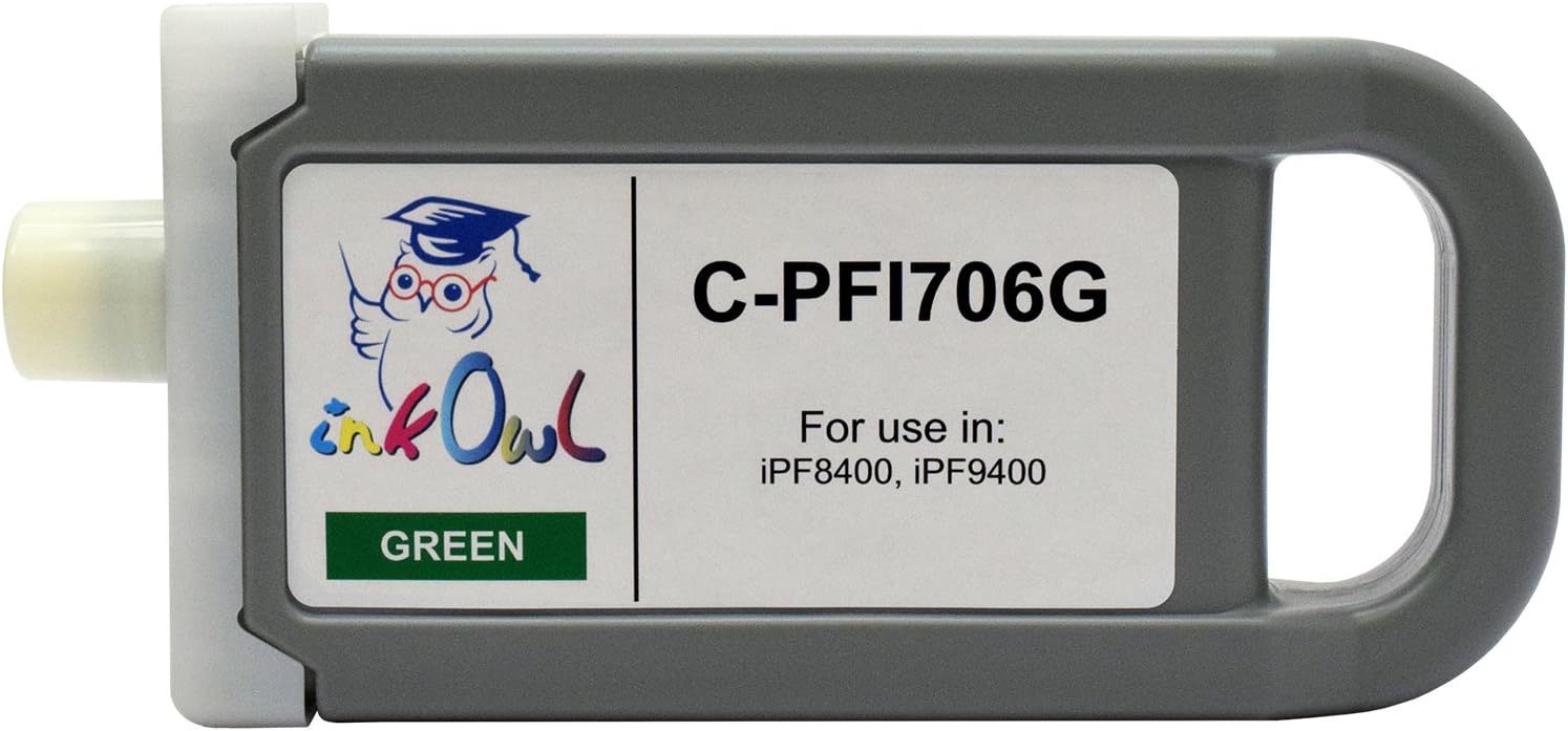 InkOwl Compatible Ink Cartridge Replacement for Canon PFI-706G (700ml, Green) for iPF8400, iPF9400 Printers