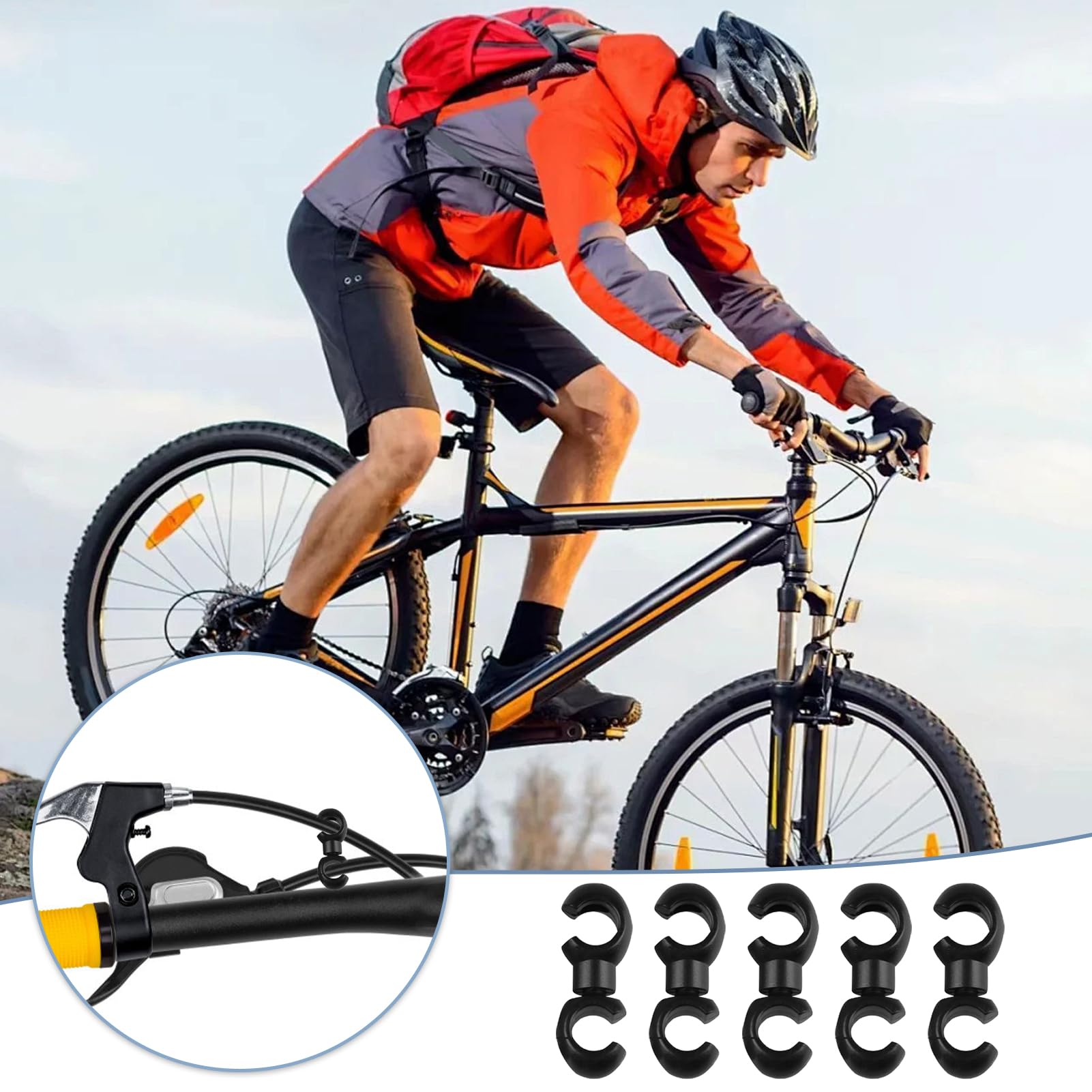 Zaciski do kabli rowerowych, 20 szt. Kabel rowerowy C Klipsy Klips hamulcowy do rowerów rowerów Zaciski kablowe do przewodów hamulcowych MTB Rower Drogowy (czarny)