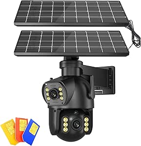 No WiFi Cellular Security Camera,4G LTE,Solar Panel Wireless Outdoor Security Camera,Dual-Lens Linkage,Ultra-Clear Picture Quality,Two-Way Voice Intercom,Night Vision,Motion Sensing,SD Card Playback asin的图片