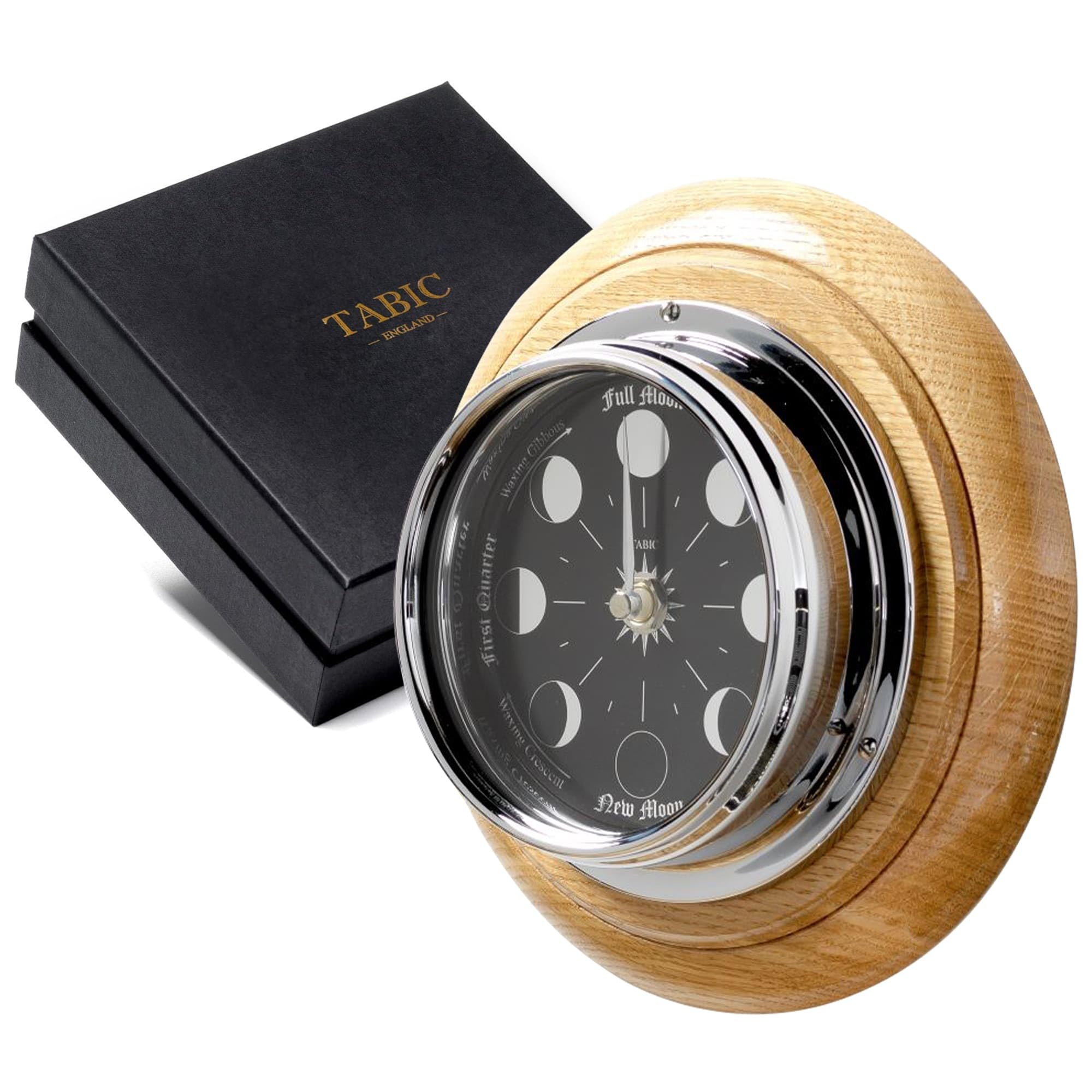 Amazon.com: Tabic Prestige Chrome Moon Phase Clock Mounted On an