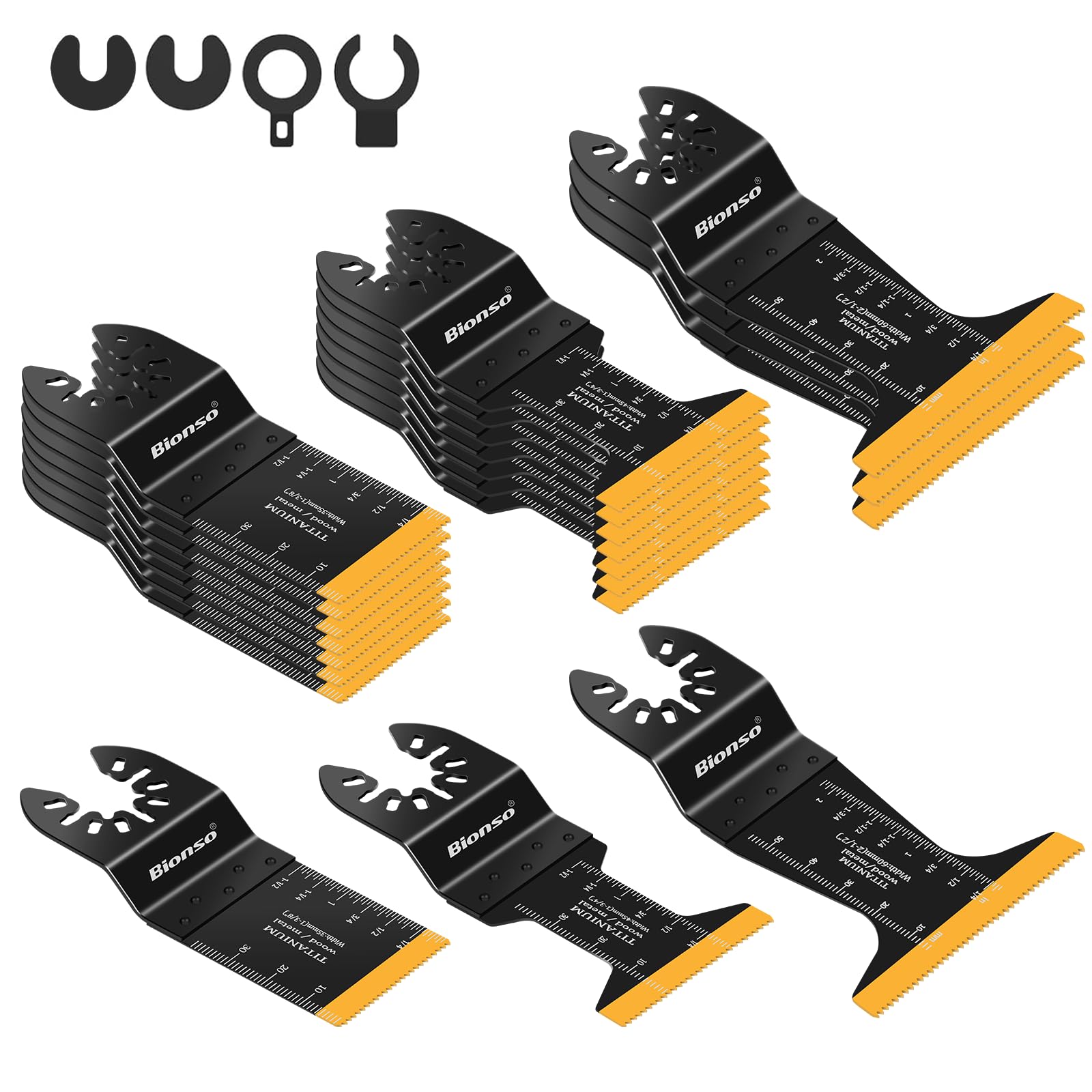 20PCS Titanium Oscillating Tool Blade Cuts Metal and Wood, Sharp and Durable Multitool Blades, Multi Tool Blades Kits, Oscillating Saw Blades Fit Dewalt Milwaukee Ryobi Makita