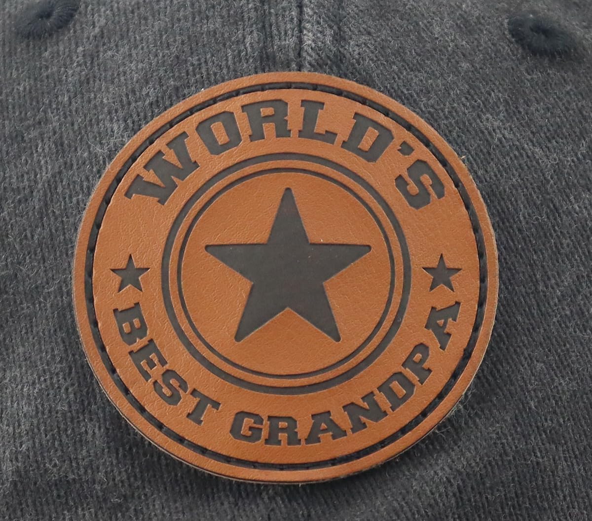 World's Best Papa Grandpa Hat with Leather Patch, Adjustable Embroidered Cotton Fathers Day Dad Baseball Cap - Image 2
