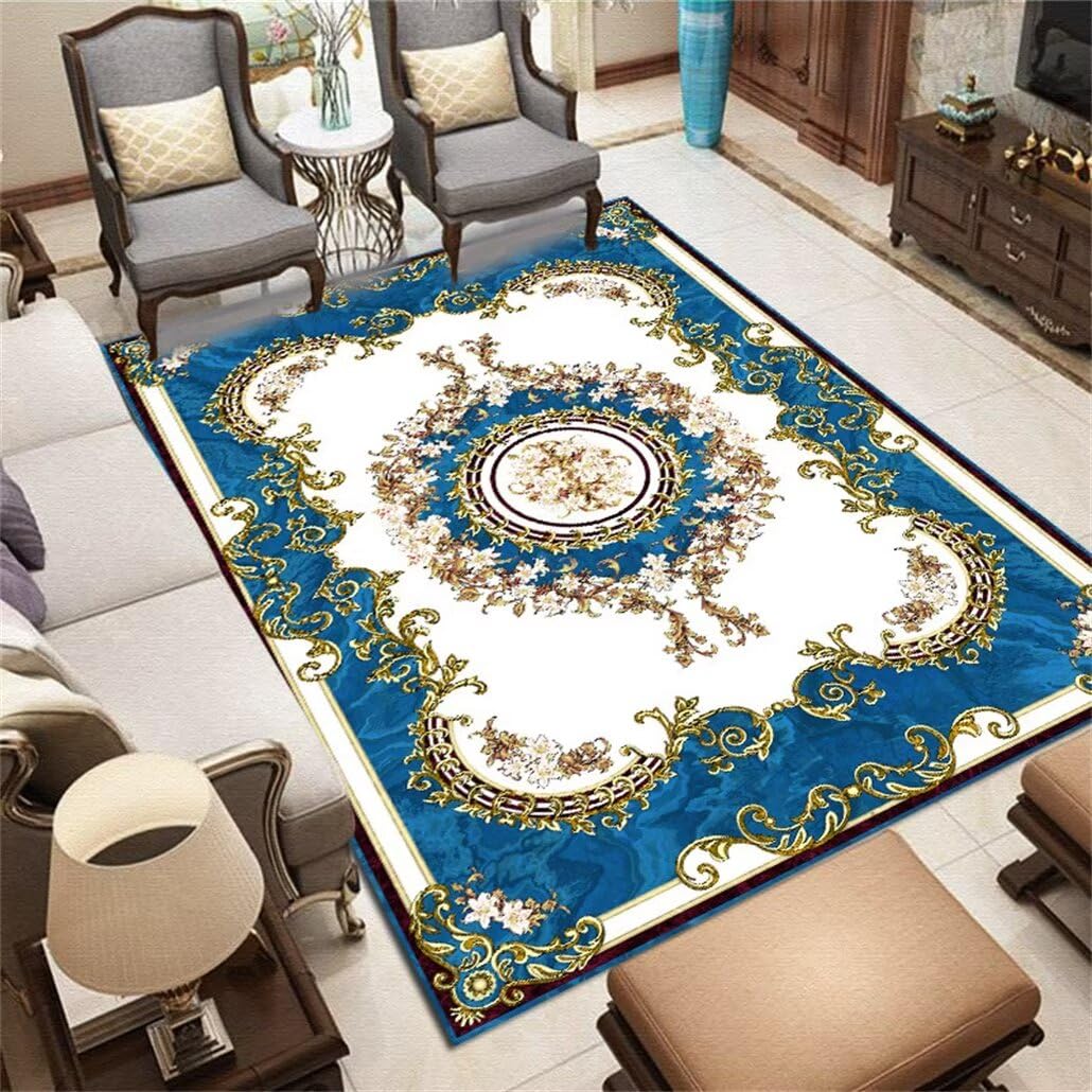 Tapis salon grande taille 160x210 design floral rétro lavable pour chambre