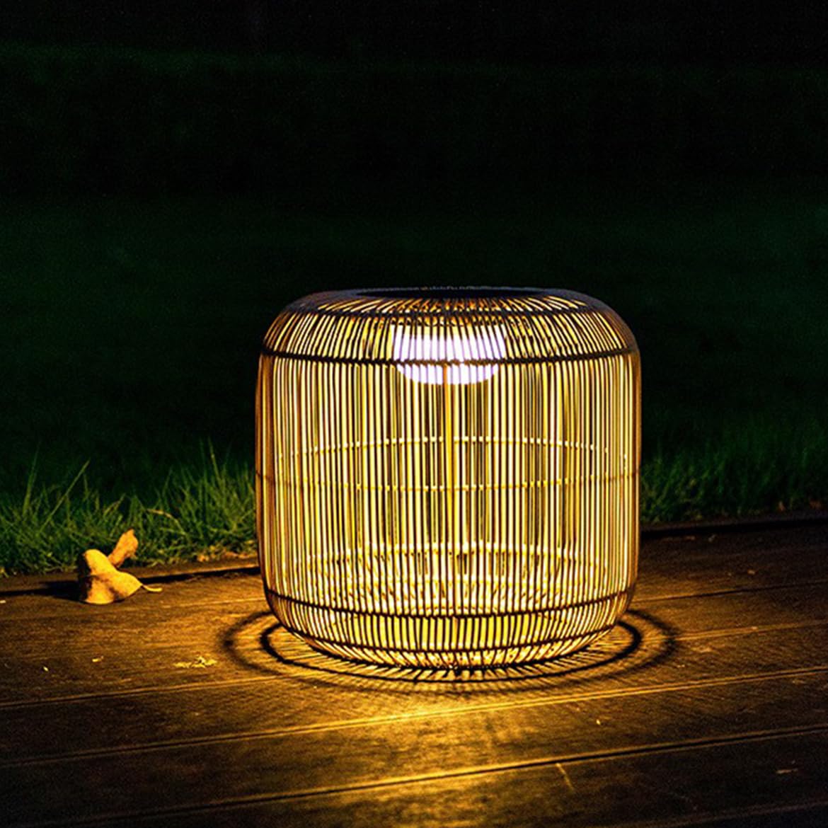 K Living  Beige Rao Small Rattan Solar Rechargeable Lamp, Sports Direct