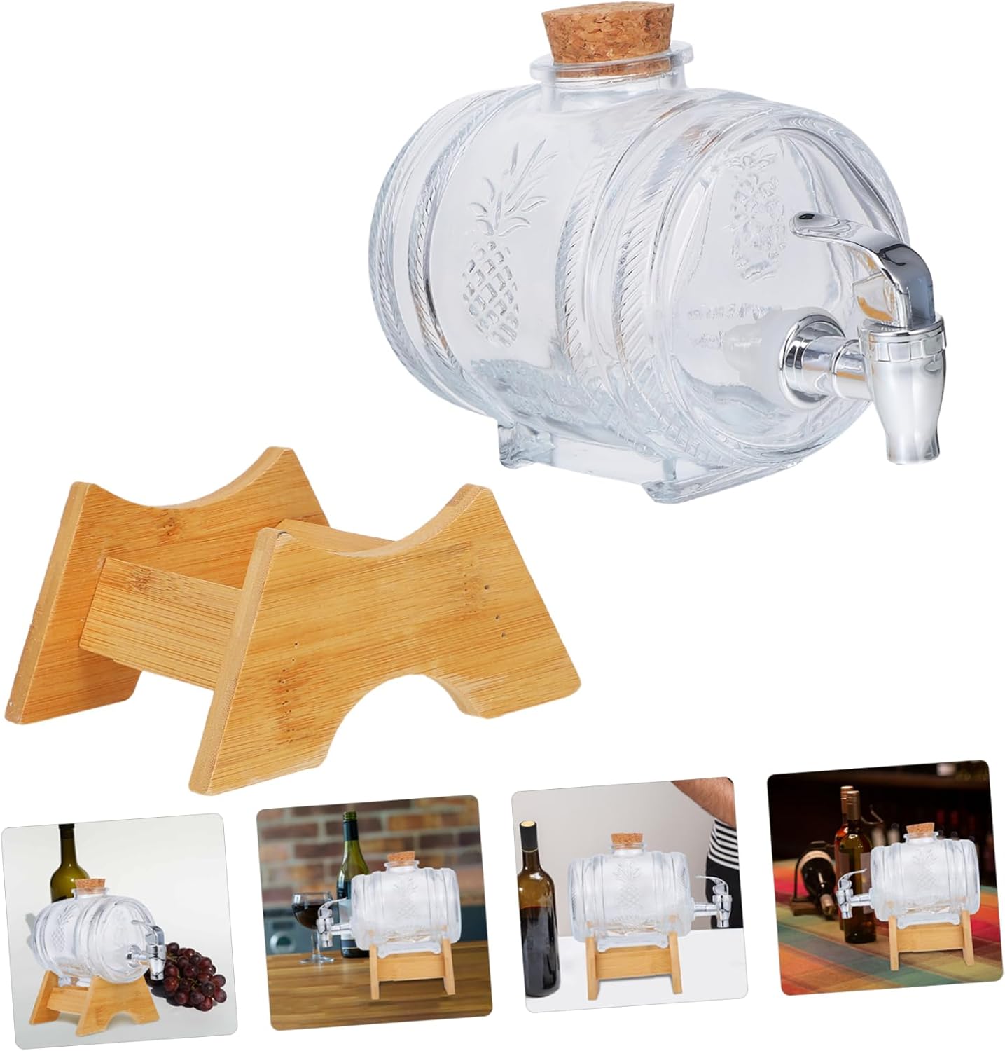 Unique Design Glass Wine Bottle Dispenser Drink Barrel for Wine for Dad Husband