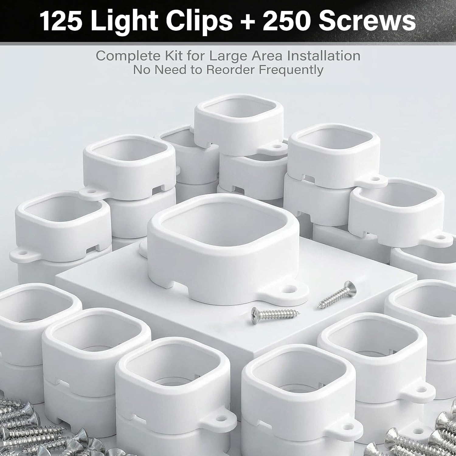 125 Pcs Mounting Brackets for Govee Outdoor Lights H706, Govee LED Lights Fixture with Easy Installation for Eaves and Soffit, Perfect LED Accessories for Festival or Permanent Decoration