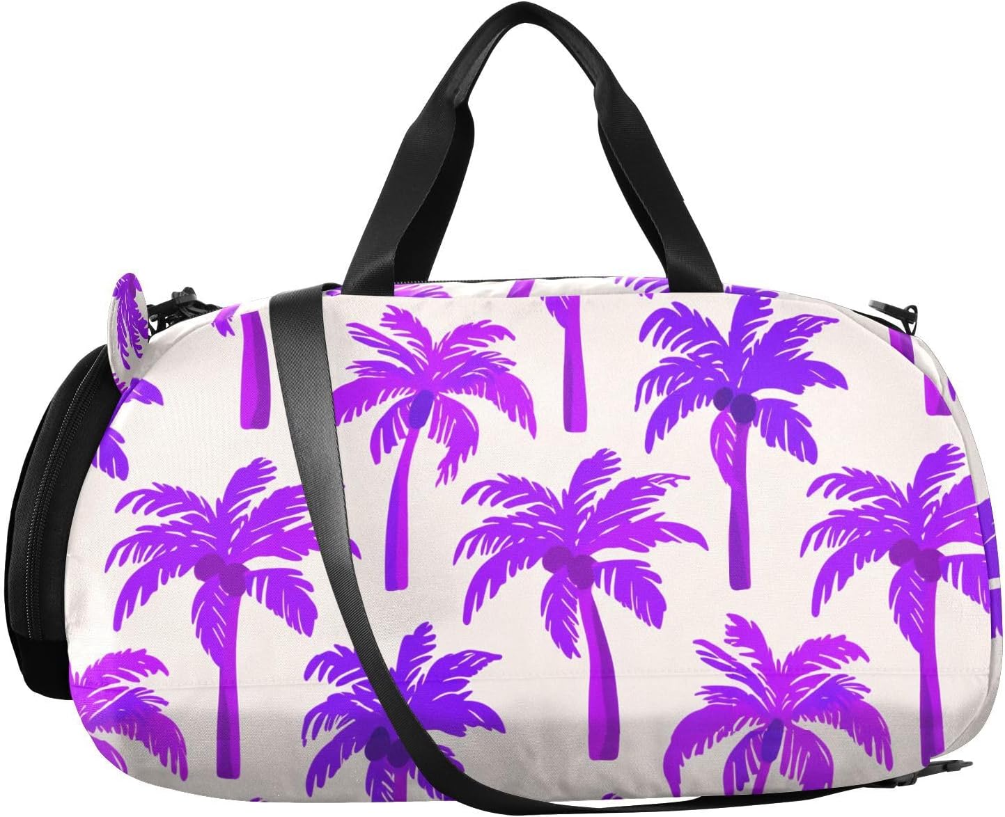 Coconut Palm Tree Purple Kids Travel Duffel Bag for Boys Girls Overnight Weekend Tote Bag with Shoes Compartment for Trip Beach Gym